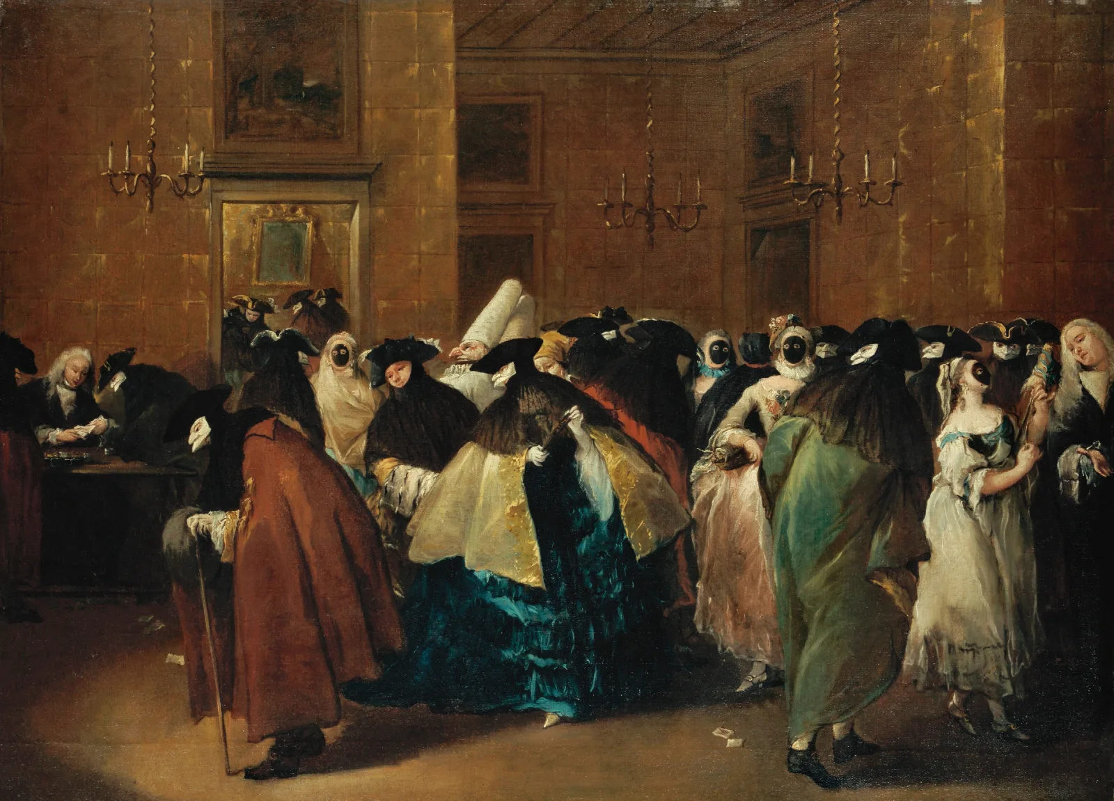 The Ridotto In Venice With Masked Figures Conversing Wall Art by Francesco Guardi - Canvas Print