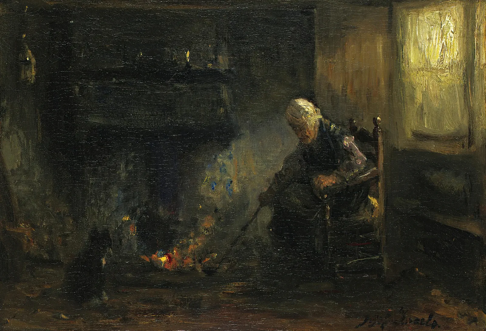 At The Hearth Wall Art by Jozef Israëls - Canvas Print