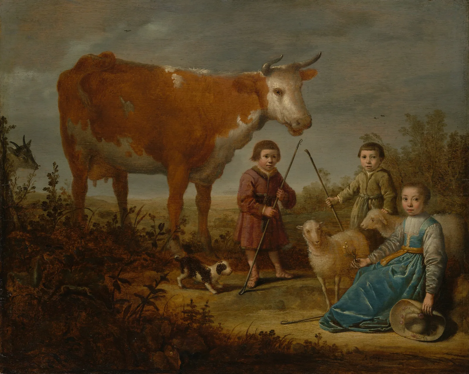 Children And A Cow Wall Art by Aelbert Cuyp - Canvas Print