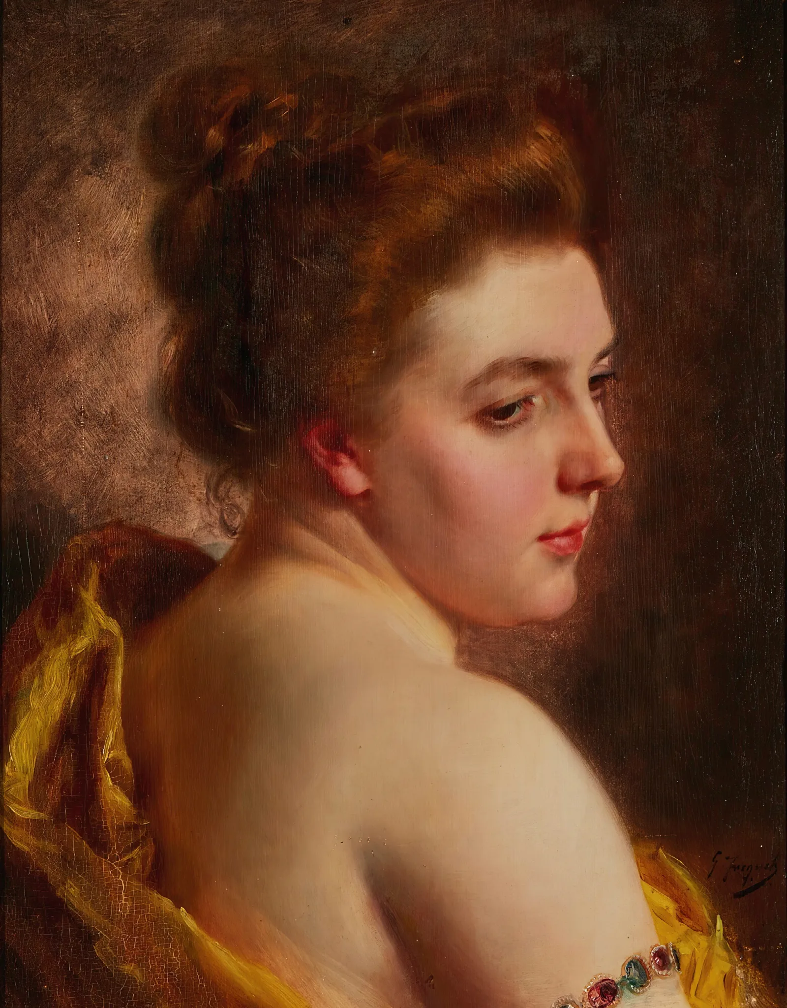 White Shoulders Wall Art by Gustave Jean Jacquet - Canvas Print