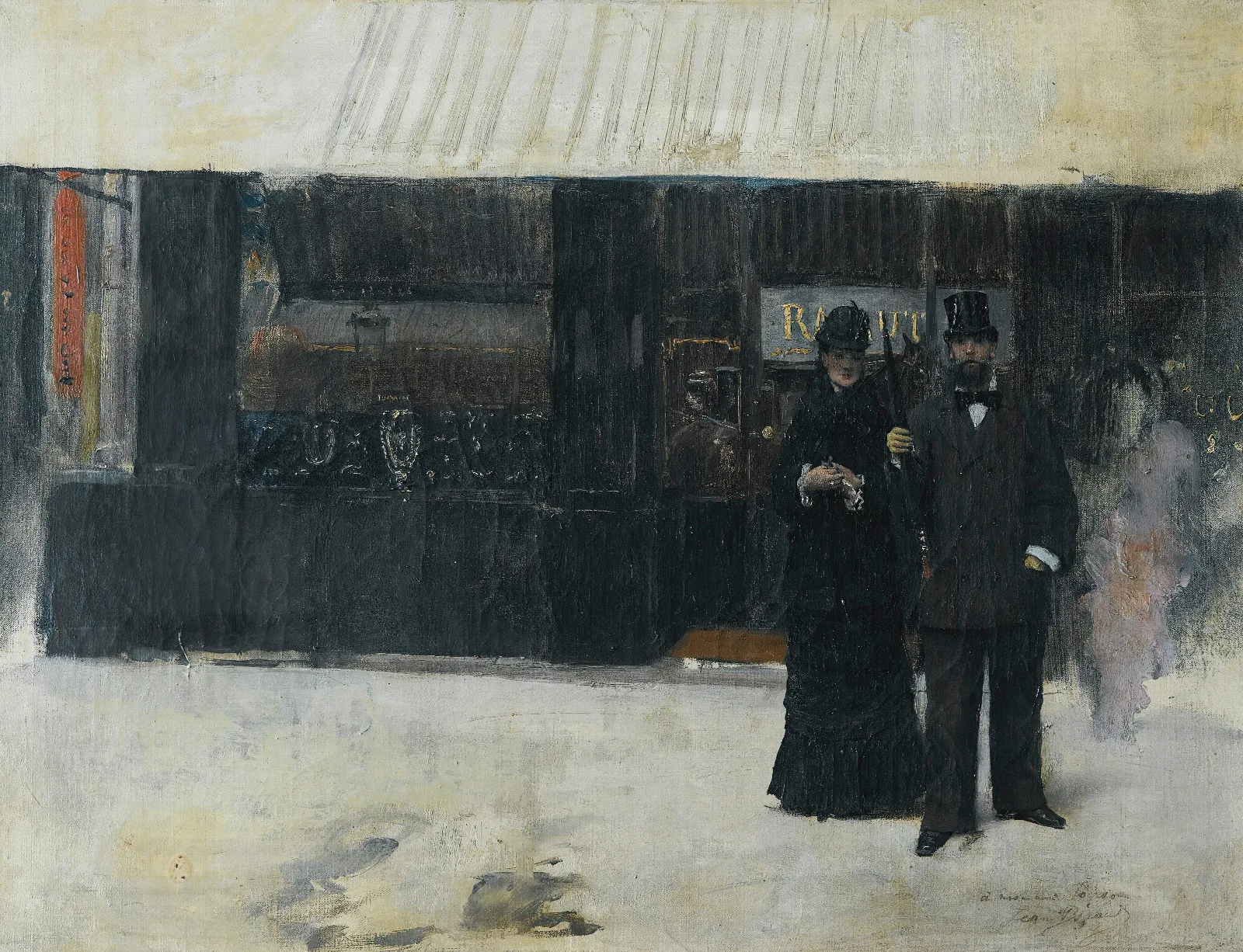 Couple Devant Une Bijouterie Wall Art by Jean Béraud - Canvas Print