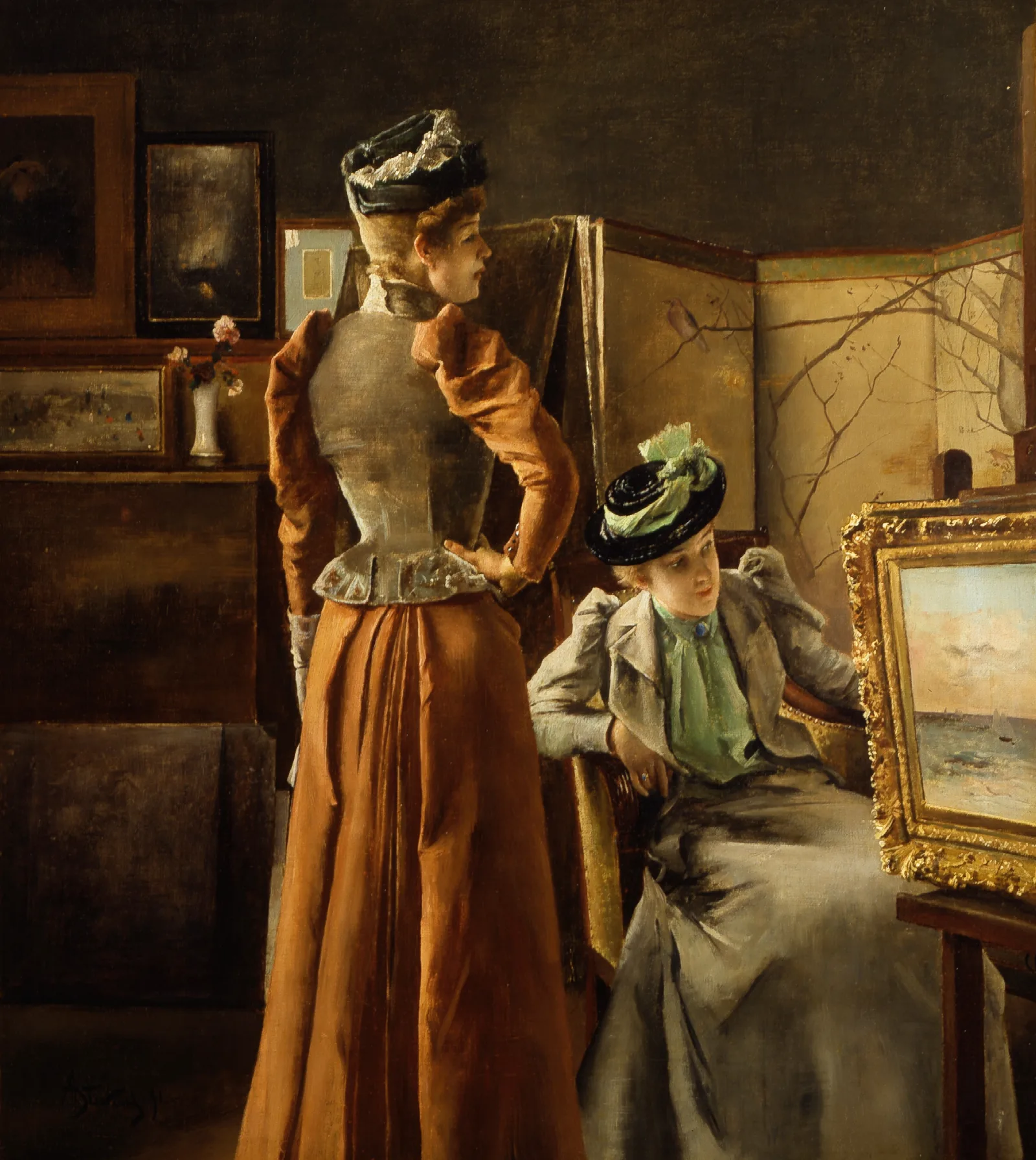 Looking At A Painting Wall Art by Alfred Stevens - Canvas Print