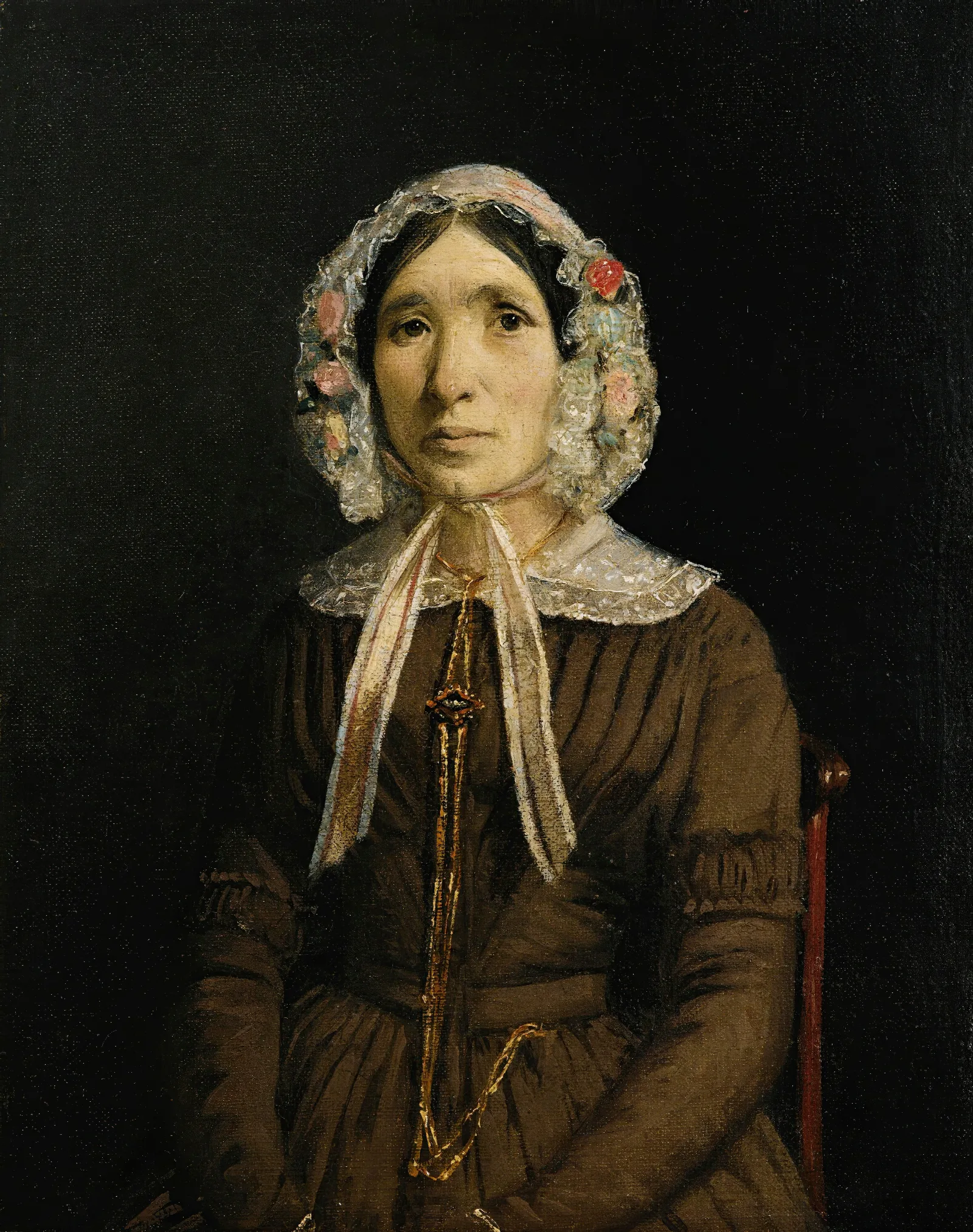 Femme Au Bonnet De Dentelle Wall Art by Jean-Baptiste-Camille Corot - Canvas Print