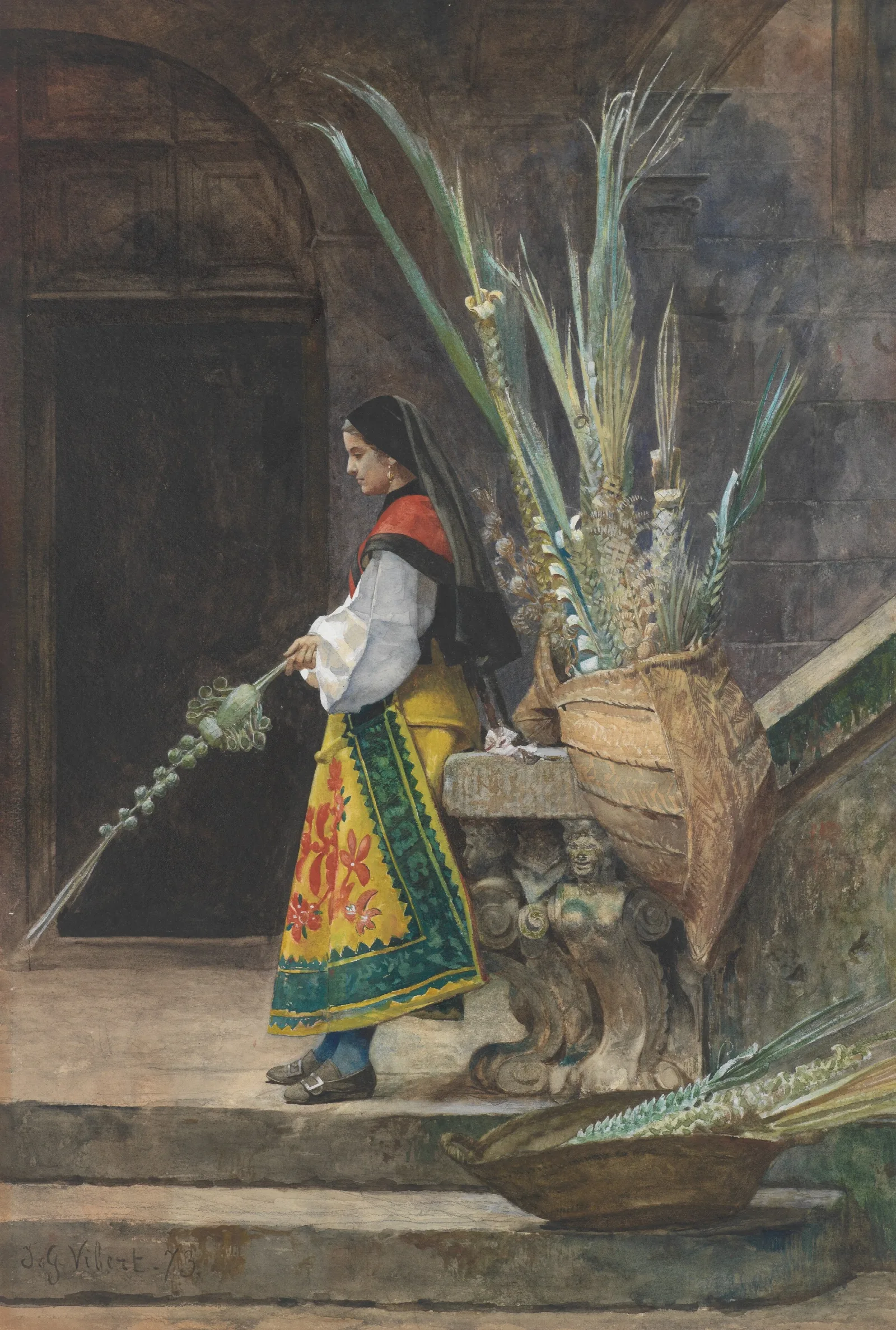 Palm Sunday In Spain Wall Art by Jehan Georges Vibert - Canvas Print