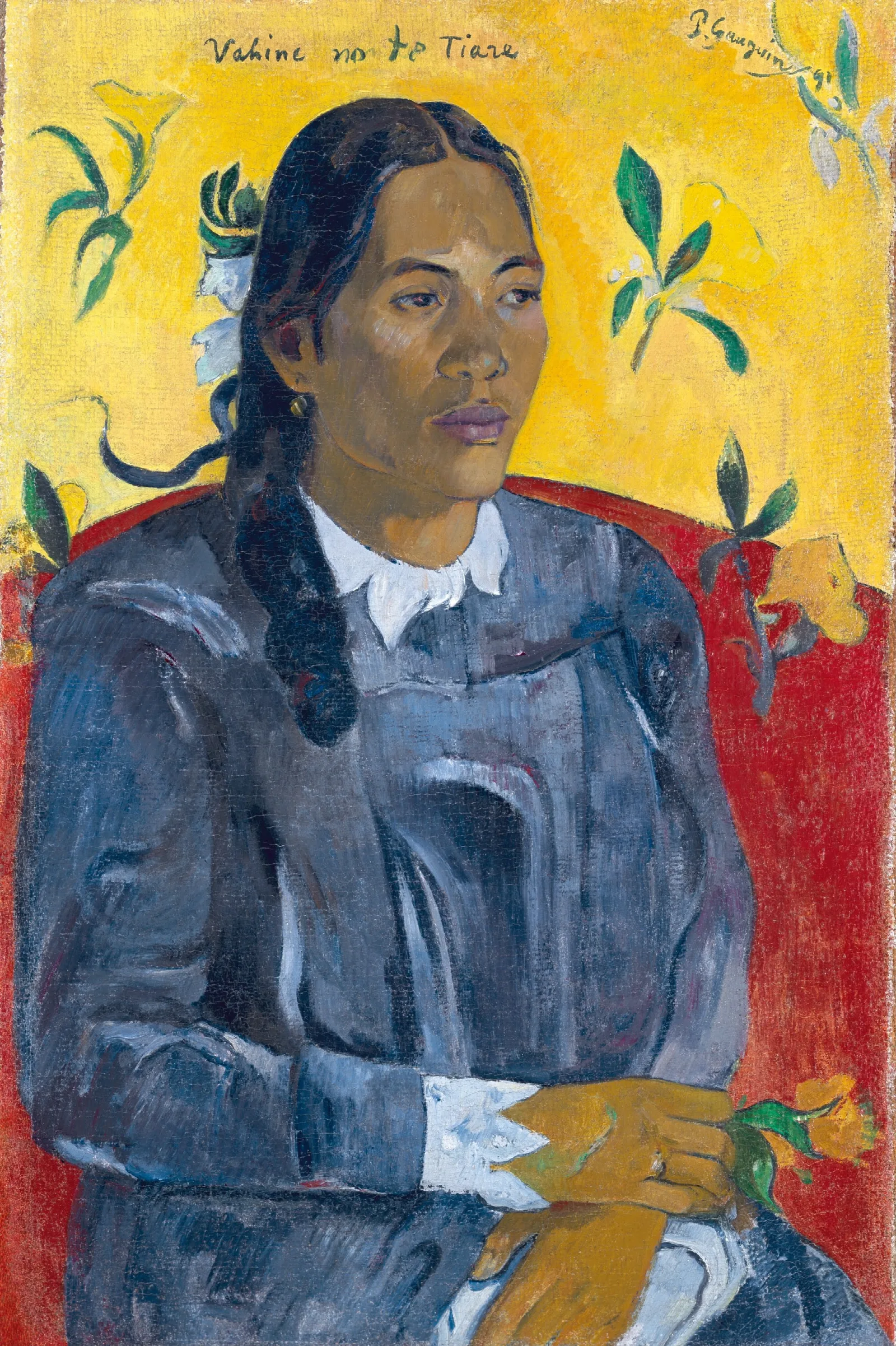 Tahitian Woman With A Flower Wall Art by Paul Gauguin - Canvas Print