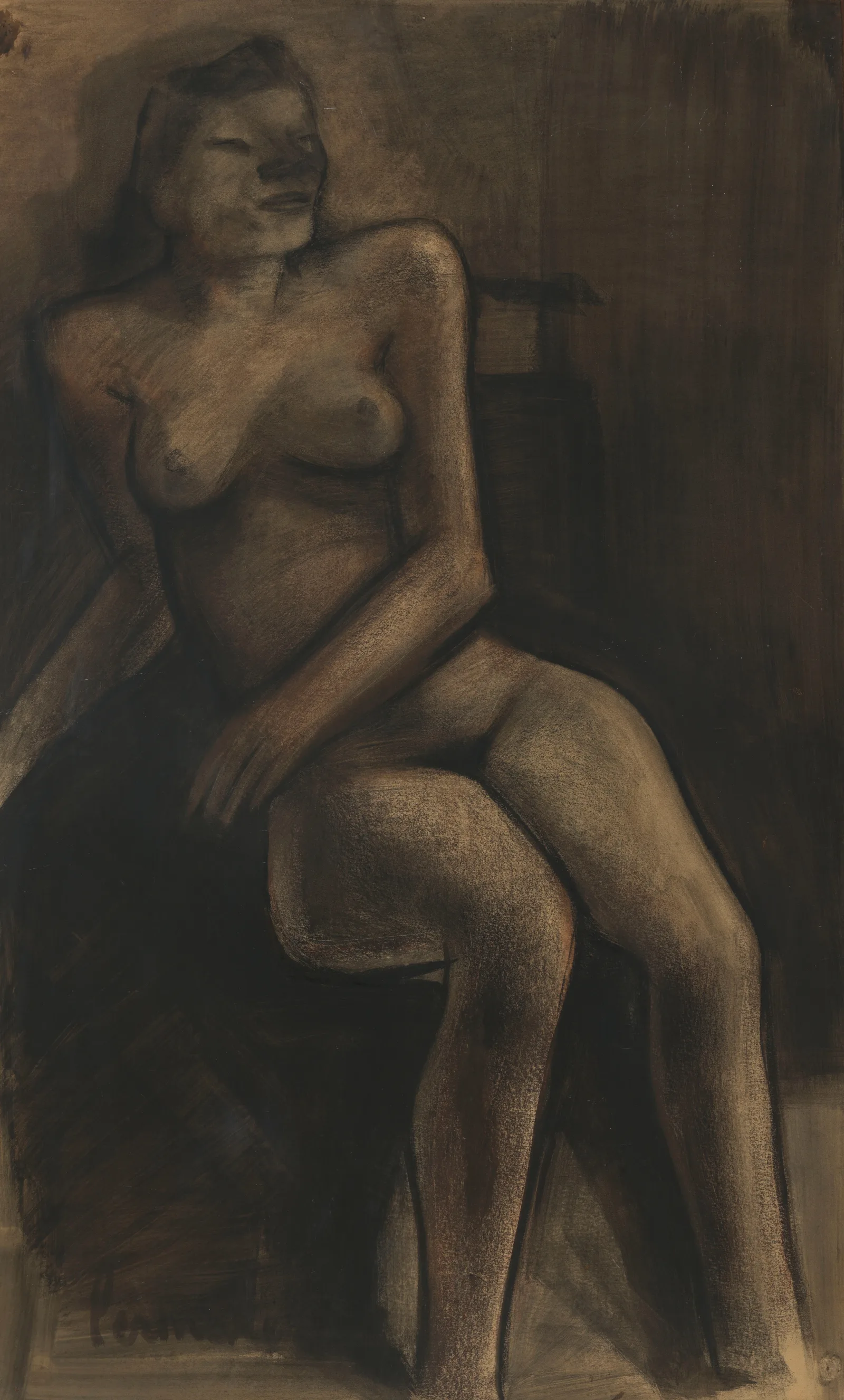 Zittend Naakt Getiteld Zulma Wall Art by Constant Permeke - Canvas Print
