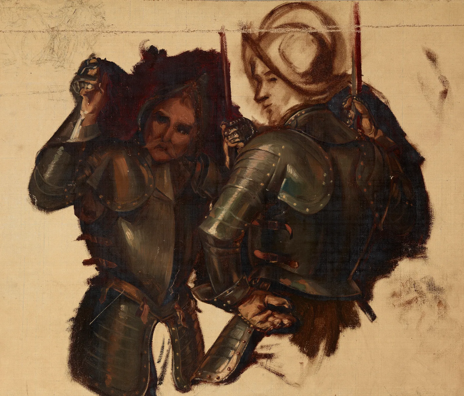Figures Of Armoured Guards Study To The Painting Catherine Jagiellon In Gripsholm Prison Wall Art by Józef Simmler - Canvas Print