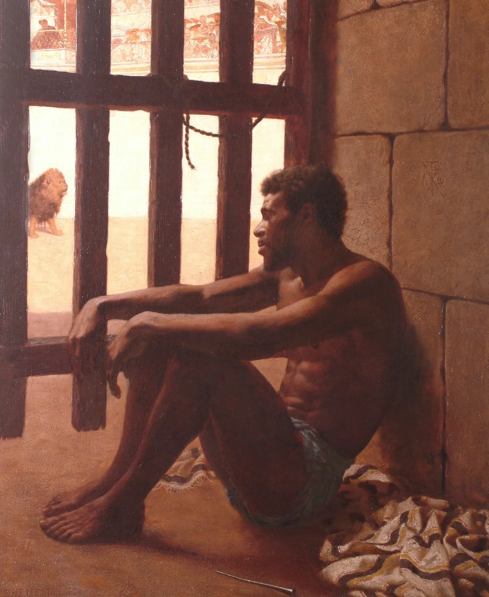 A Gladiator In Thought Wall Art by Edmund Blair Leighton - Canvas Print