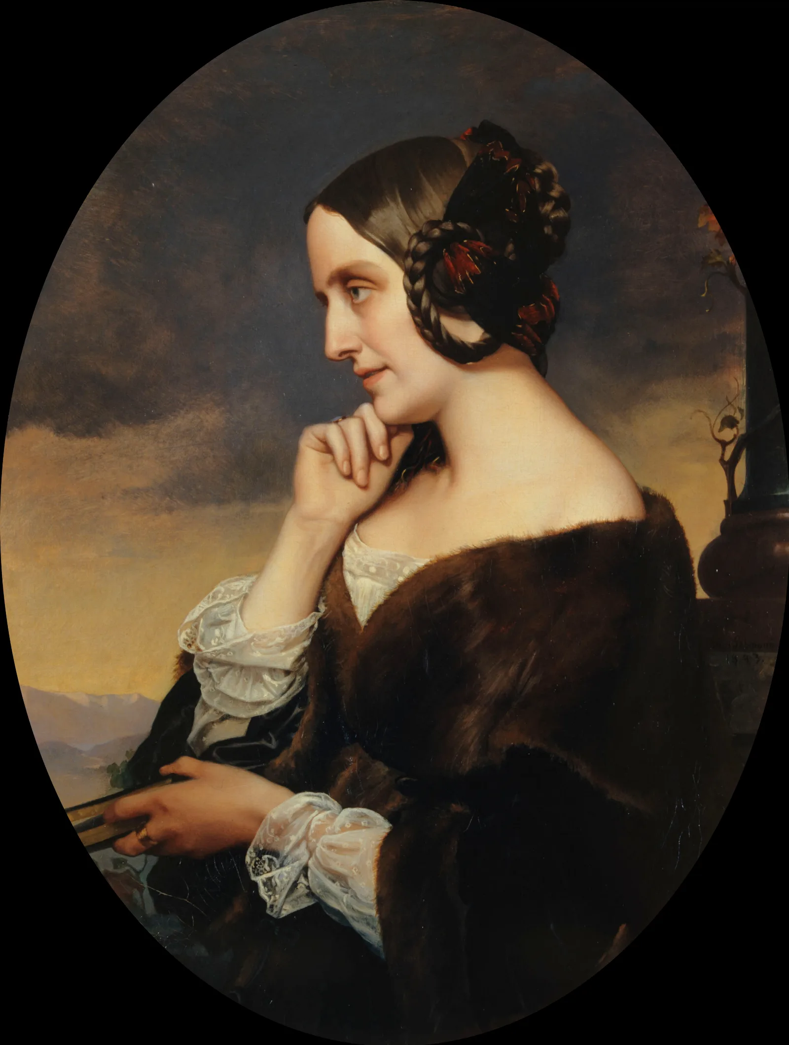 Portrait De Marie De Flavigny Comtesse Dagoult 1805 1876 Wall Art by Henri Lehmann - Canvas Print