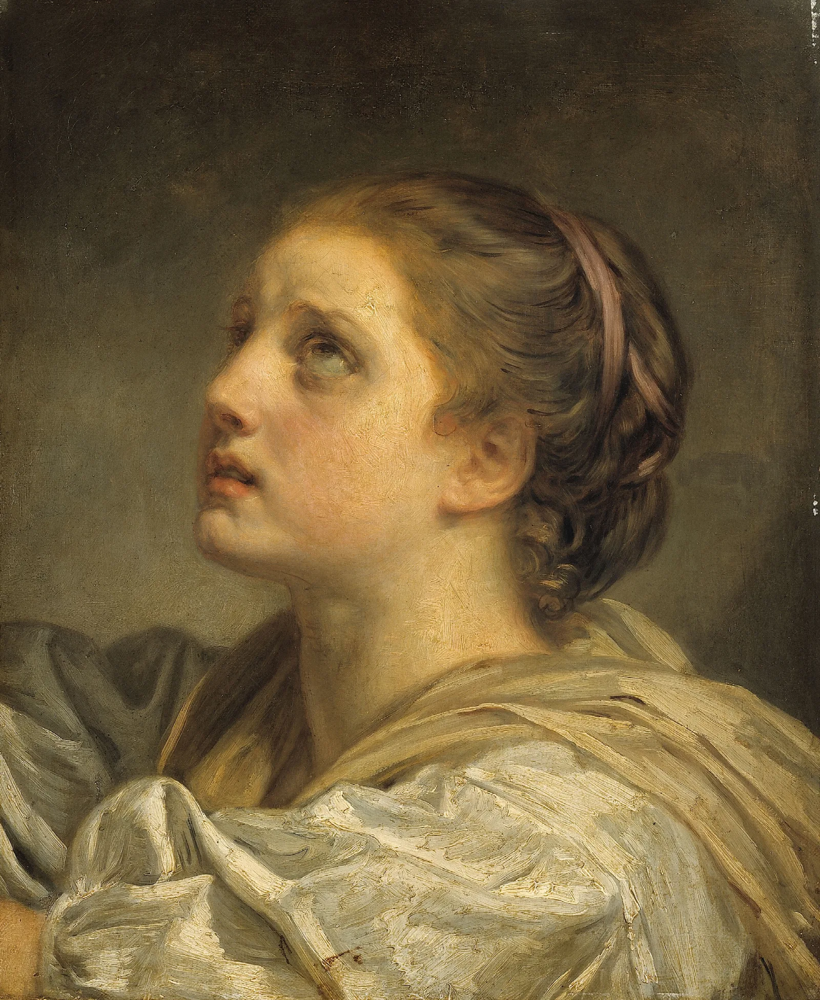 Tete De Jeune Femme Wall Art by Jean-Baptiste Greuze - Canvas Print