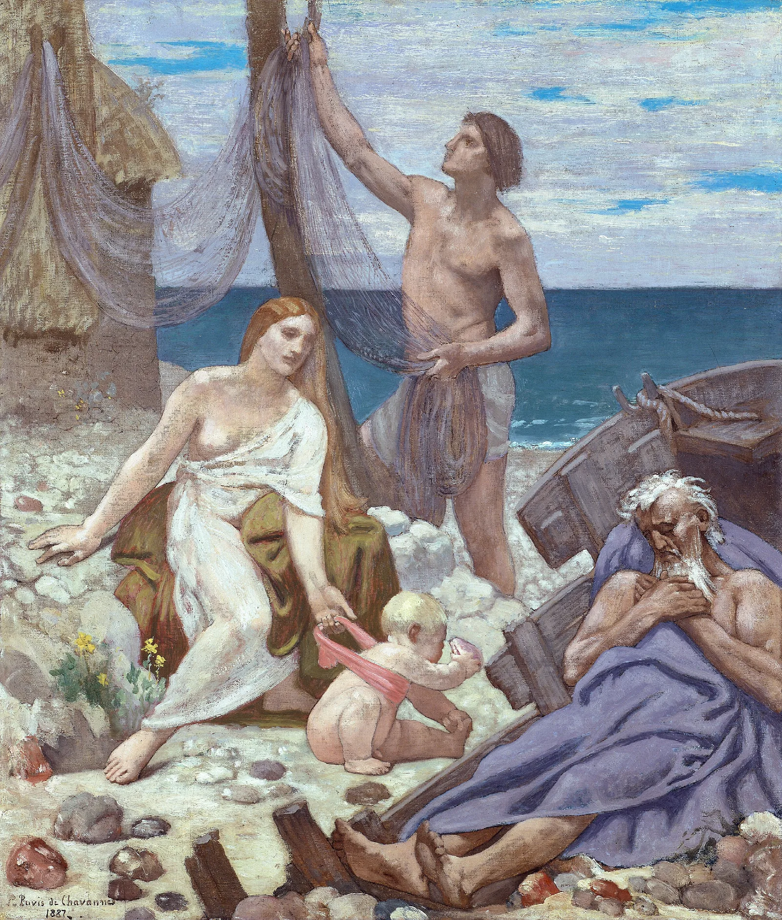 The Fishermans Family Wall Art by Pierre Puvis de Chavannes - Canvas Print