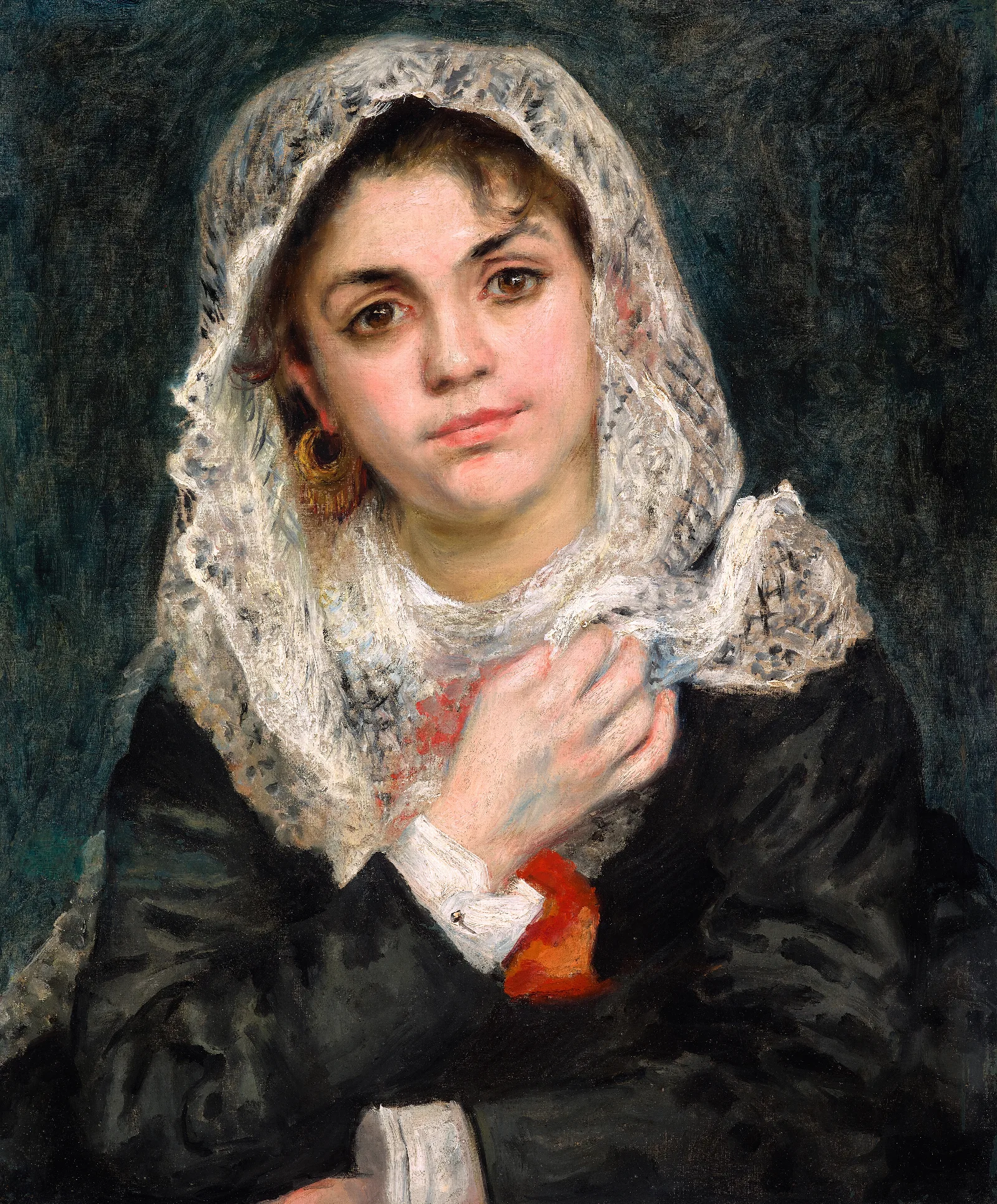 Lise In A White Shawl Wall Art by Pierre-Auguste Renoir - Canvas Print