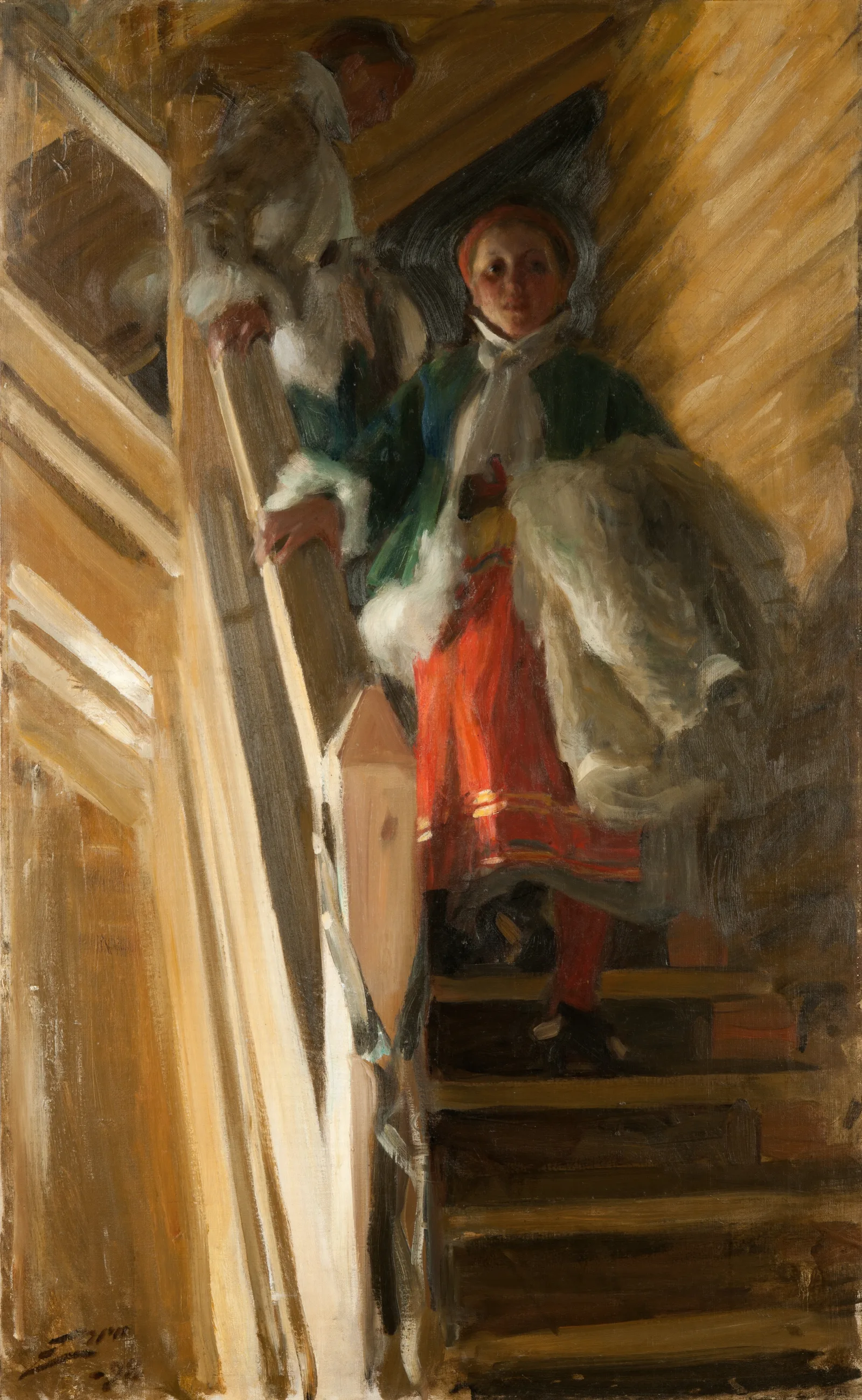 On The Attic Stairs Wall Art by Anders Zorn - Canvas Print