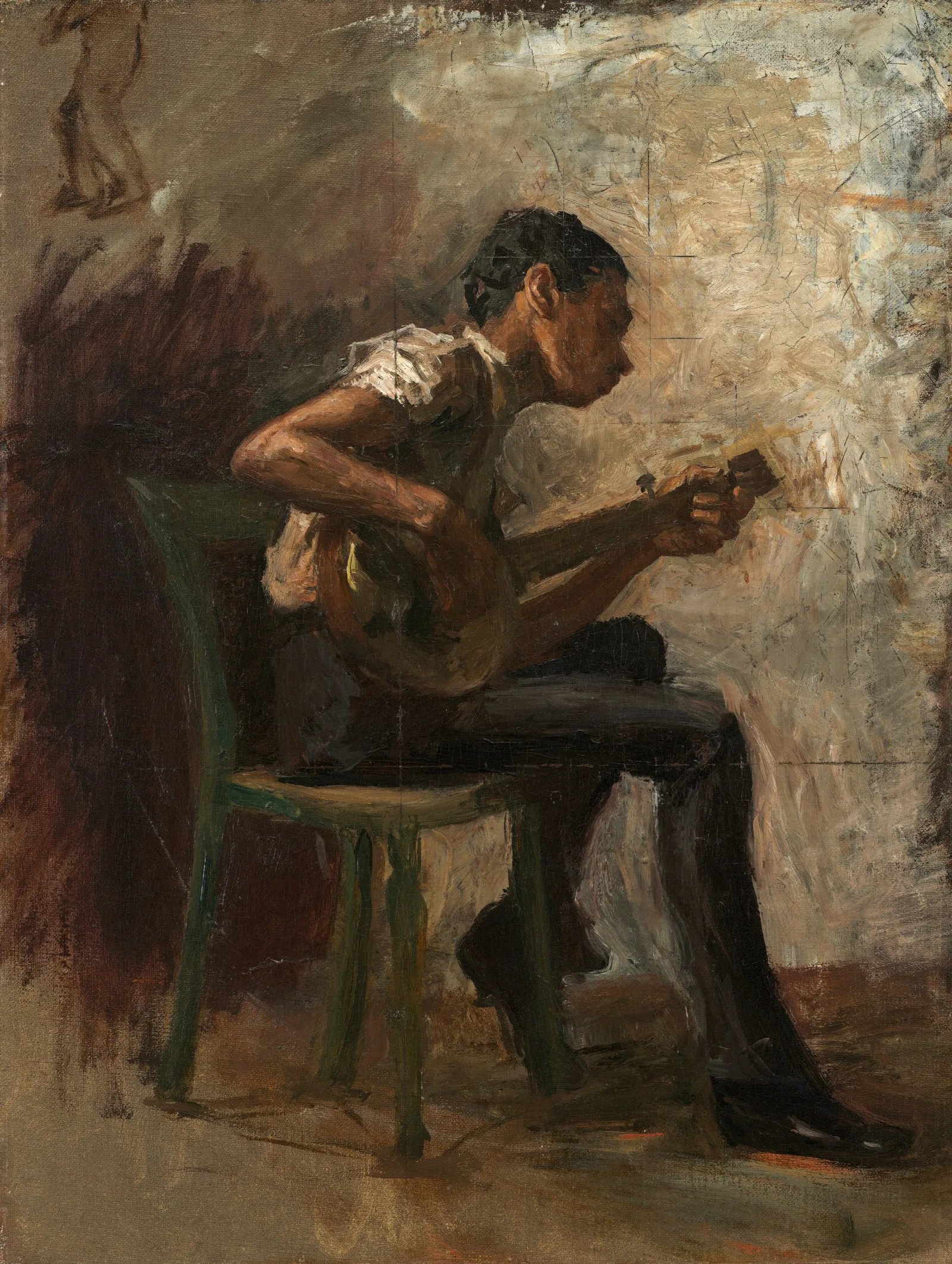 Study For The Dancing Lesson The Banjo Player Wall Art by Thomas Eakins - Canvas Print