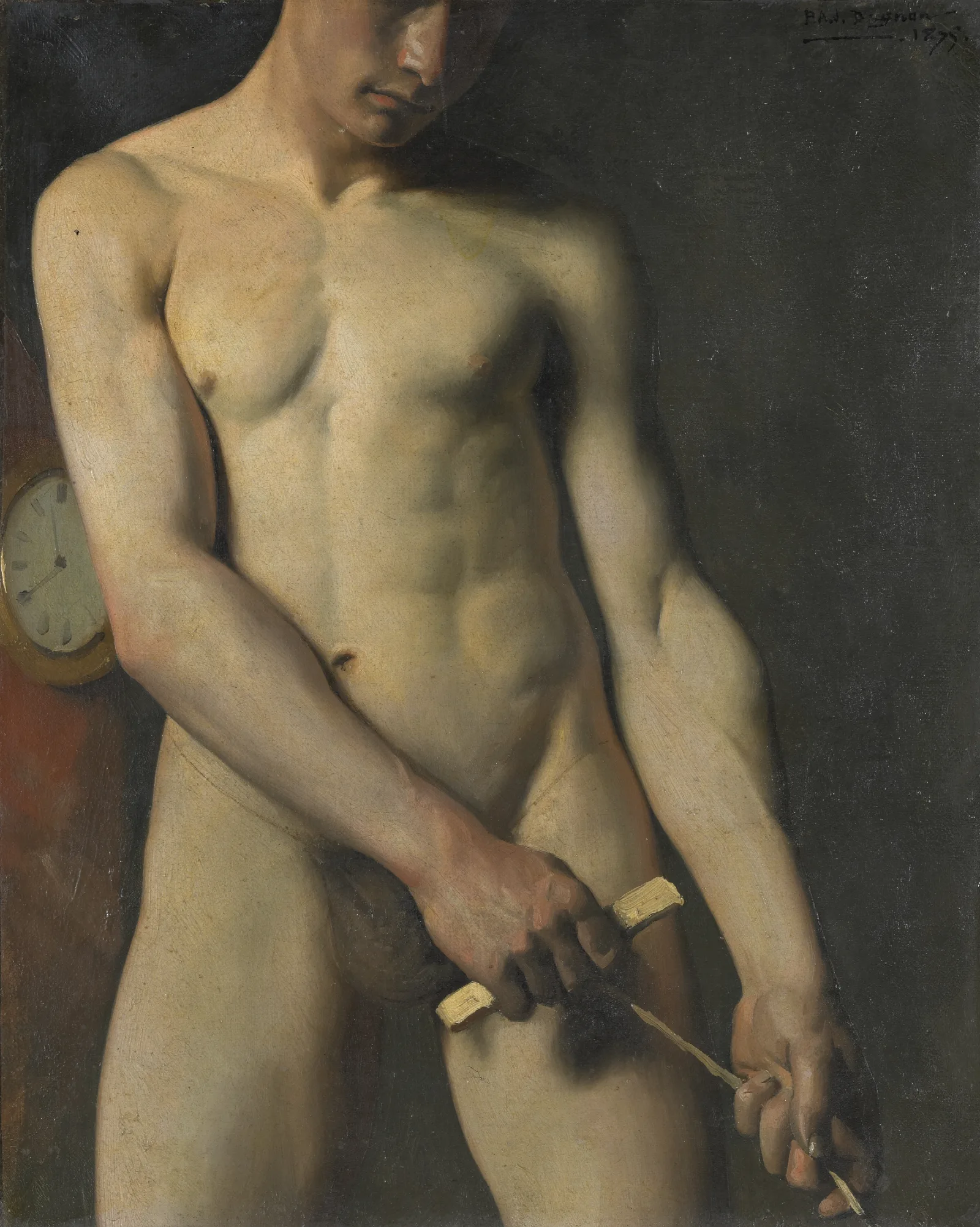 Nude Study Of A Man Wall Art by Pascal-Adolphe-Jean Dagnan-Bouveret - Canvas Print