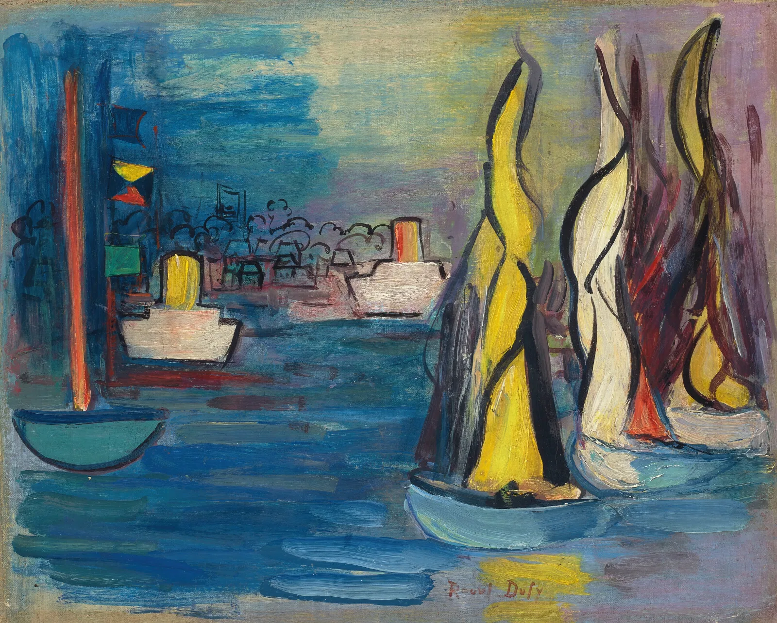 Voiliers Dans Le Port De Deauville 2 Wall Art by Raoul Dufy - Canvas Print