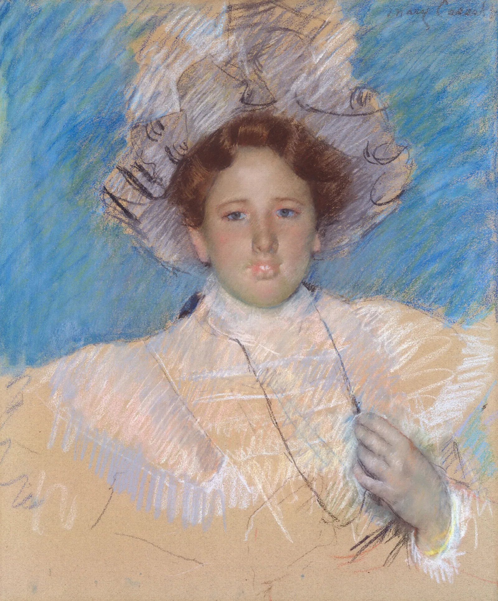 Adaline Havemeyer In A White Hat Wall Art by Mary Cassatt - Canvas Print