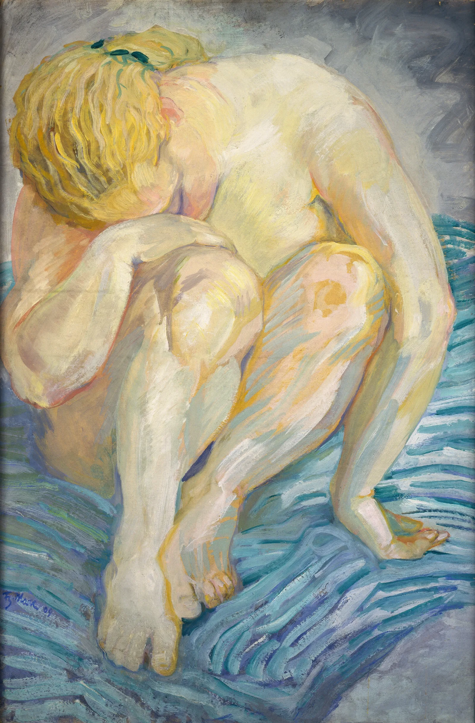 Study Female Nude Wall Art by Franz Marc - Canvas Print