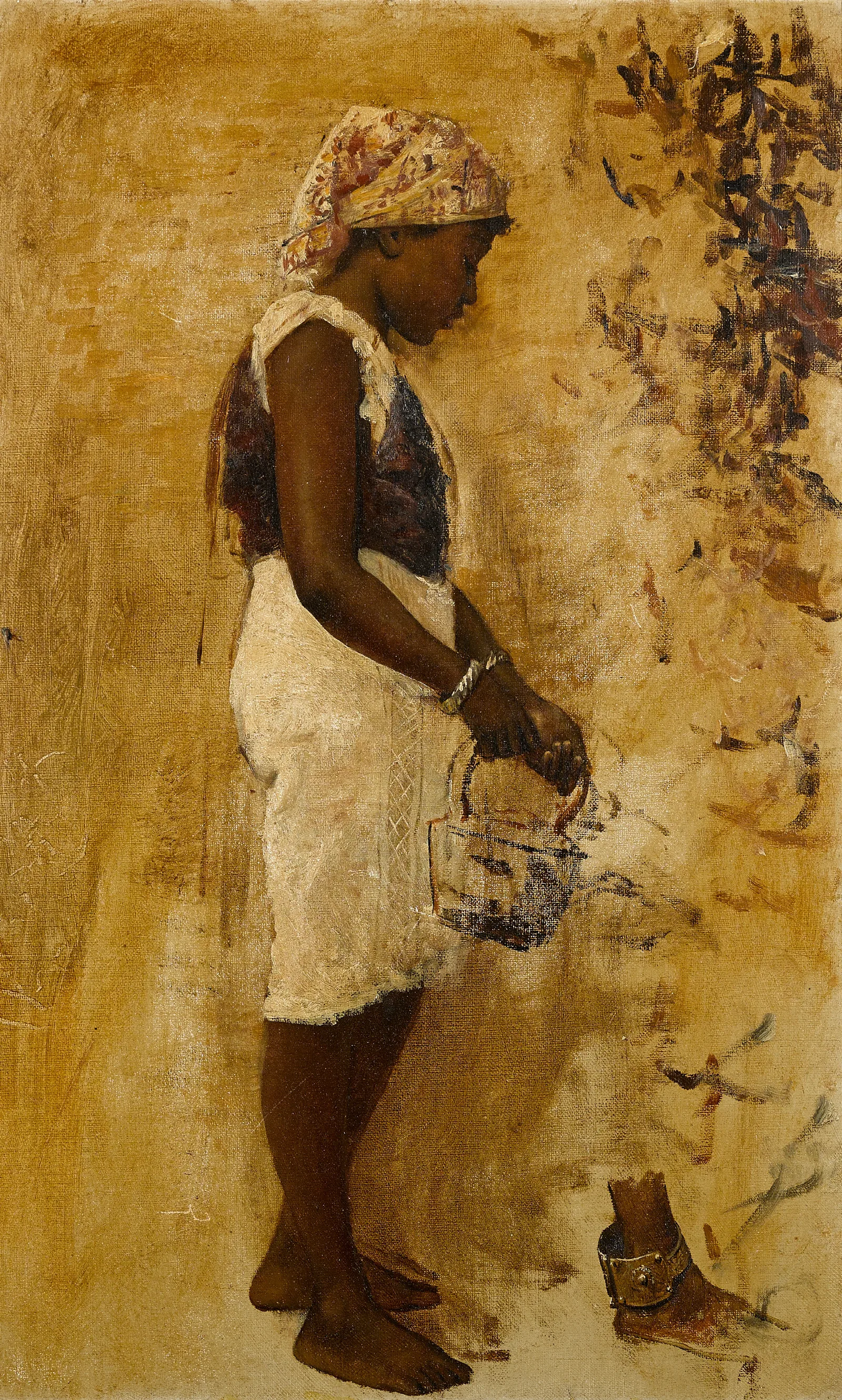 A Moorish Girl In Yellow Wall Art by Edwin Lord Weeks - Canvas Print
