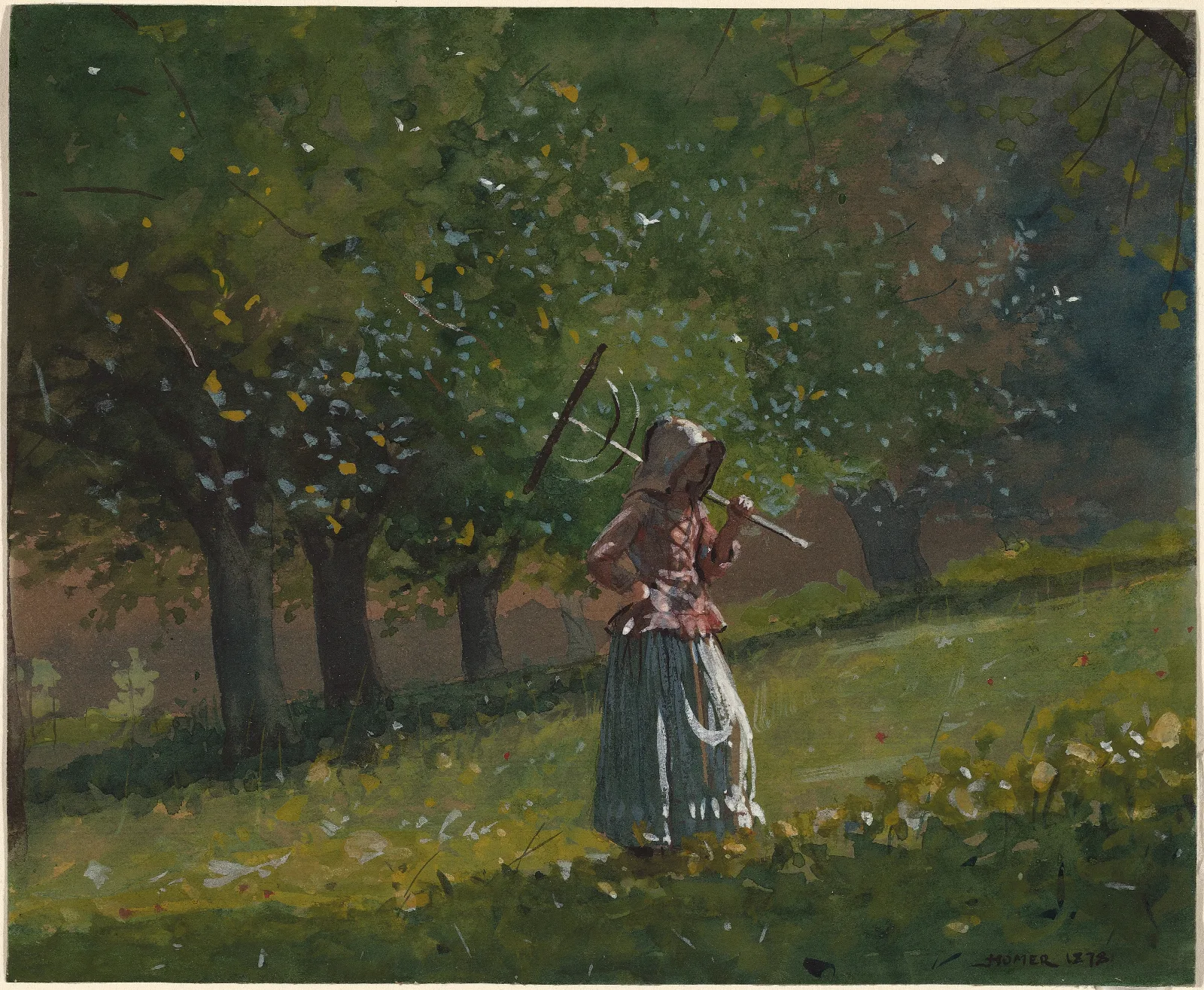 Girl With Hay Rake Wall Art by Winslow Homer - Canvas Print