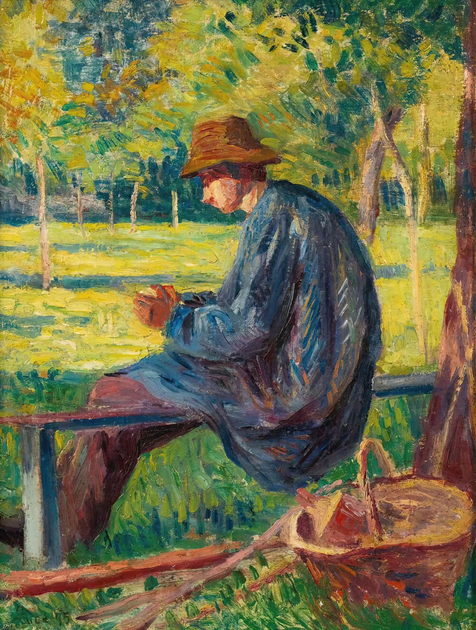 Ludovic Rodo Pissarro Dans Le Jardin De Son Pere A Eragny Wall Art by Maximilien Luce - Canvas Print