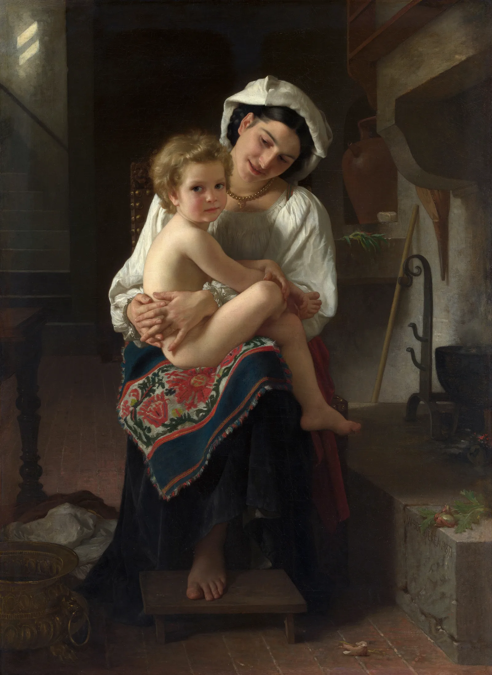 Young Mother Gazing At Her Child Wall Art by William Bouguereau - Canvas Print