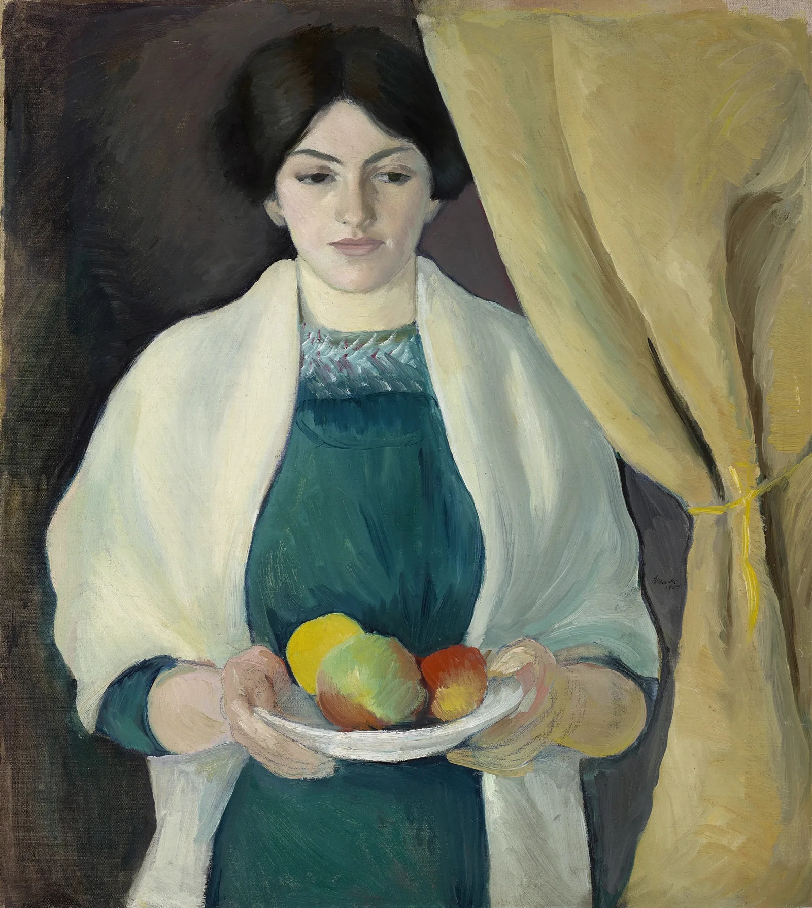 Portrait With Apples Wall Art by August Macke - Canvas Print