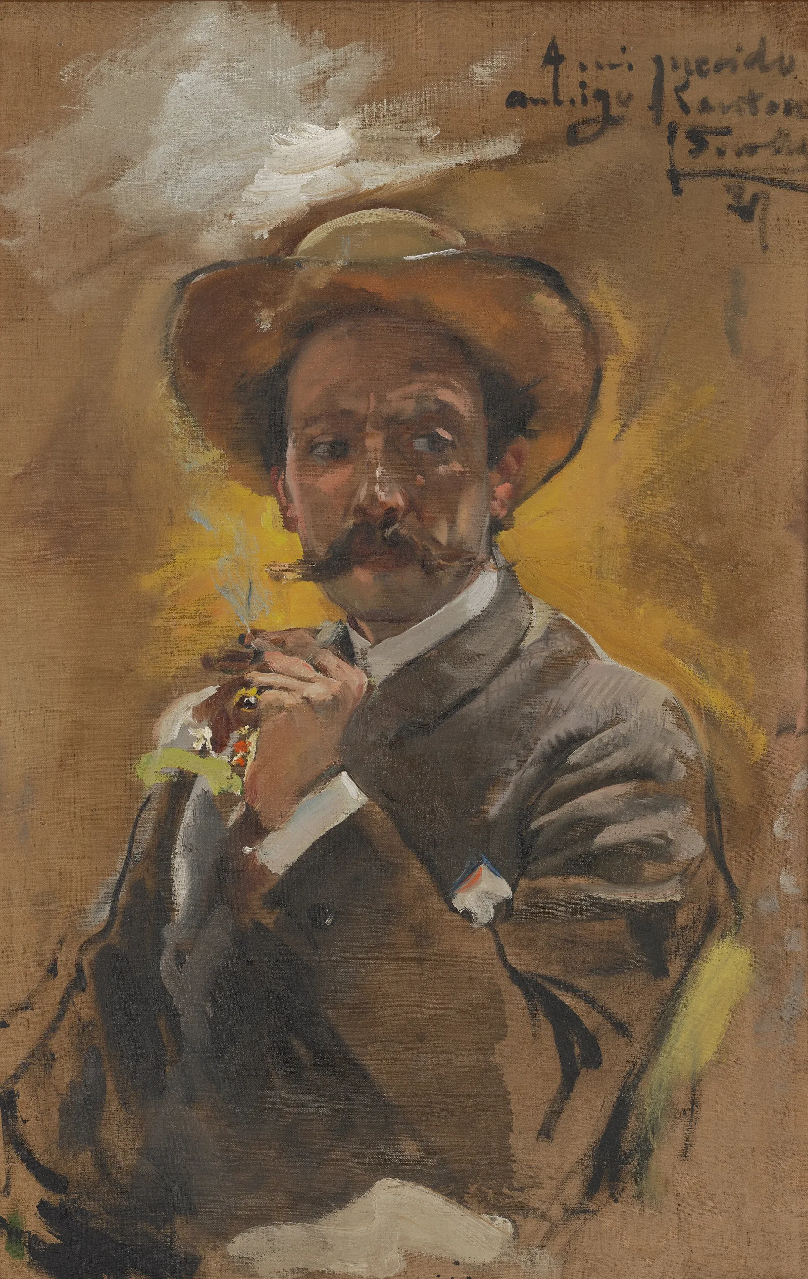 Portrait Of The Painter Francesco Santoro Rome Wall Art by Joaquín Sorolla - Canvas Print