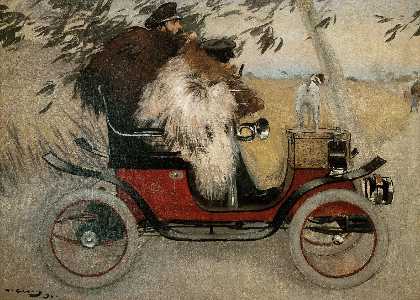 Ramon Casas And Pere Romeu In An Automobile Wall Art by Ramón Casas - Canvas Print