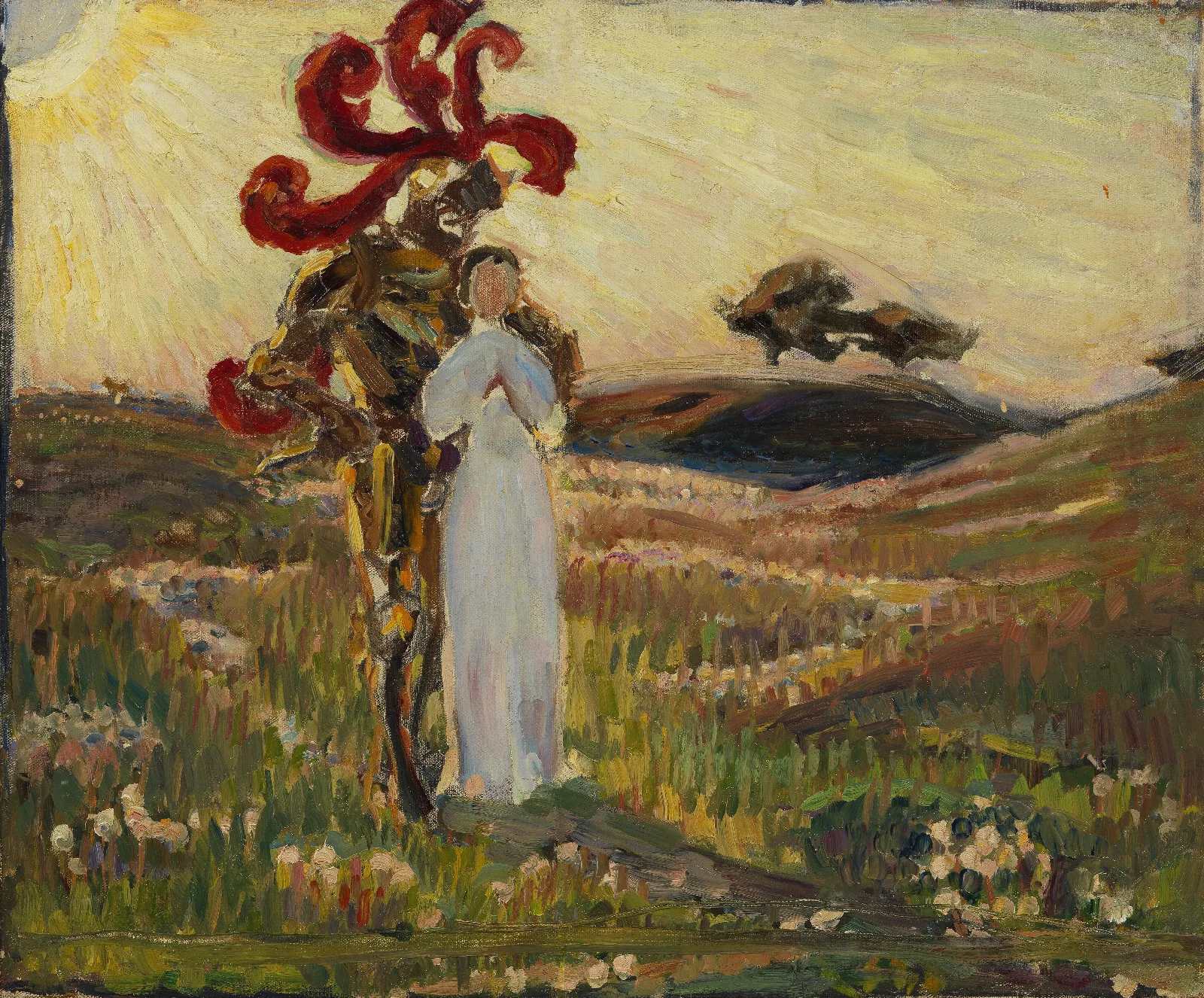 Sketch For The Knight And The Maid Wall Art by Richard Bergh - Canvas Print