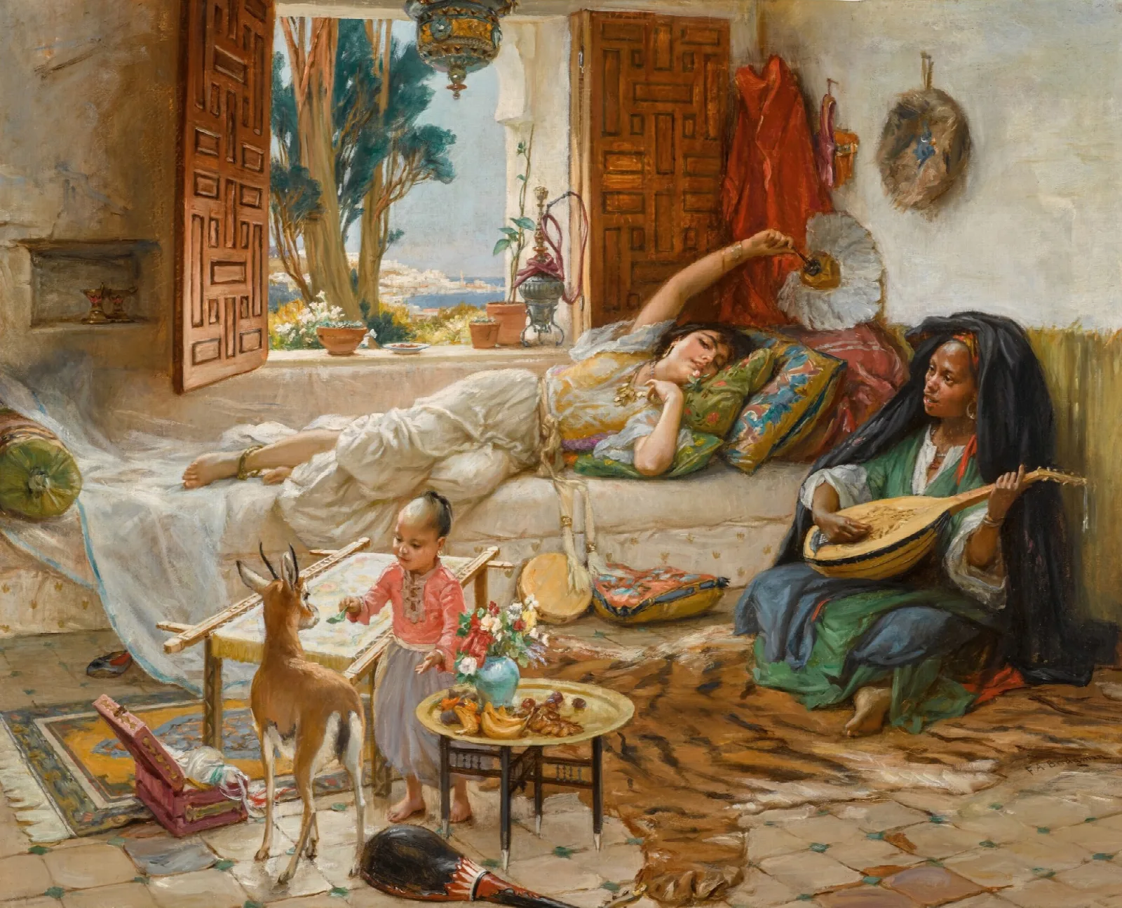 Afternoon Rest Algiers Wall Art by Frederick Arthur Bridgman - Canvas Print