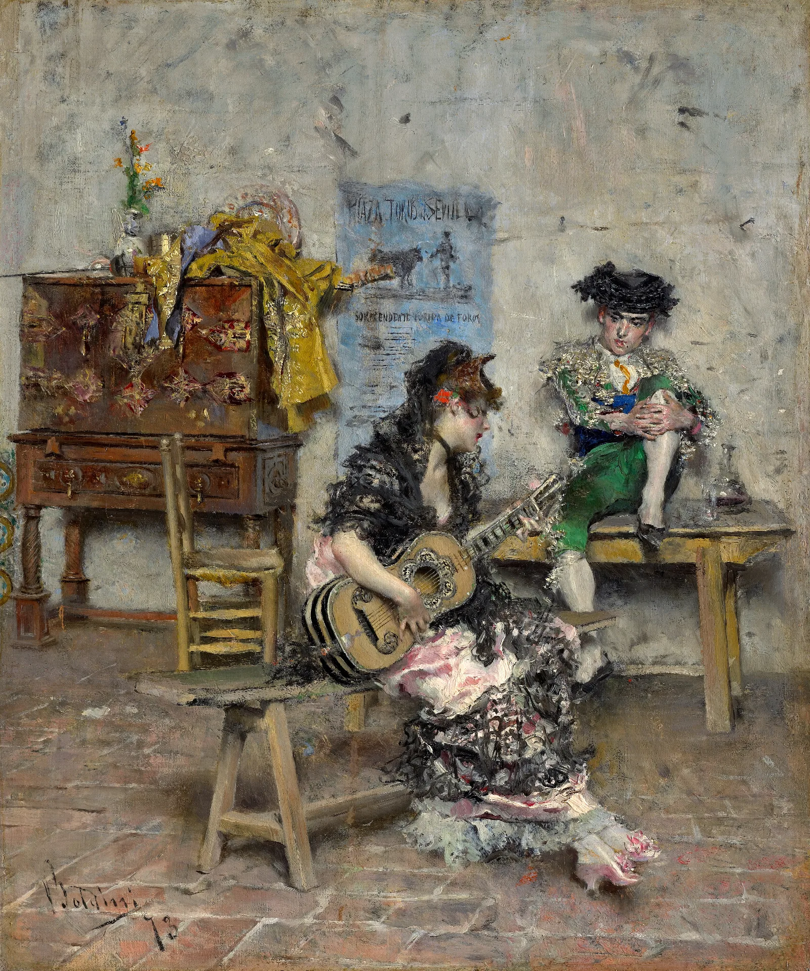 Guitar Player Wall Art by Giovanni Boldini - Canvas Print