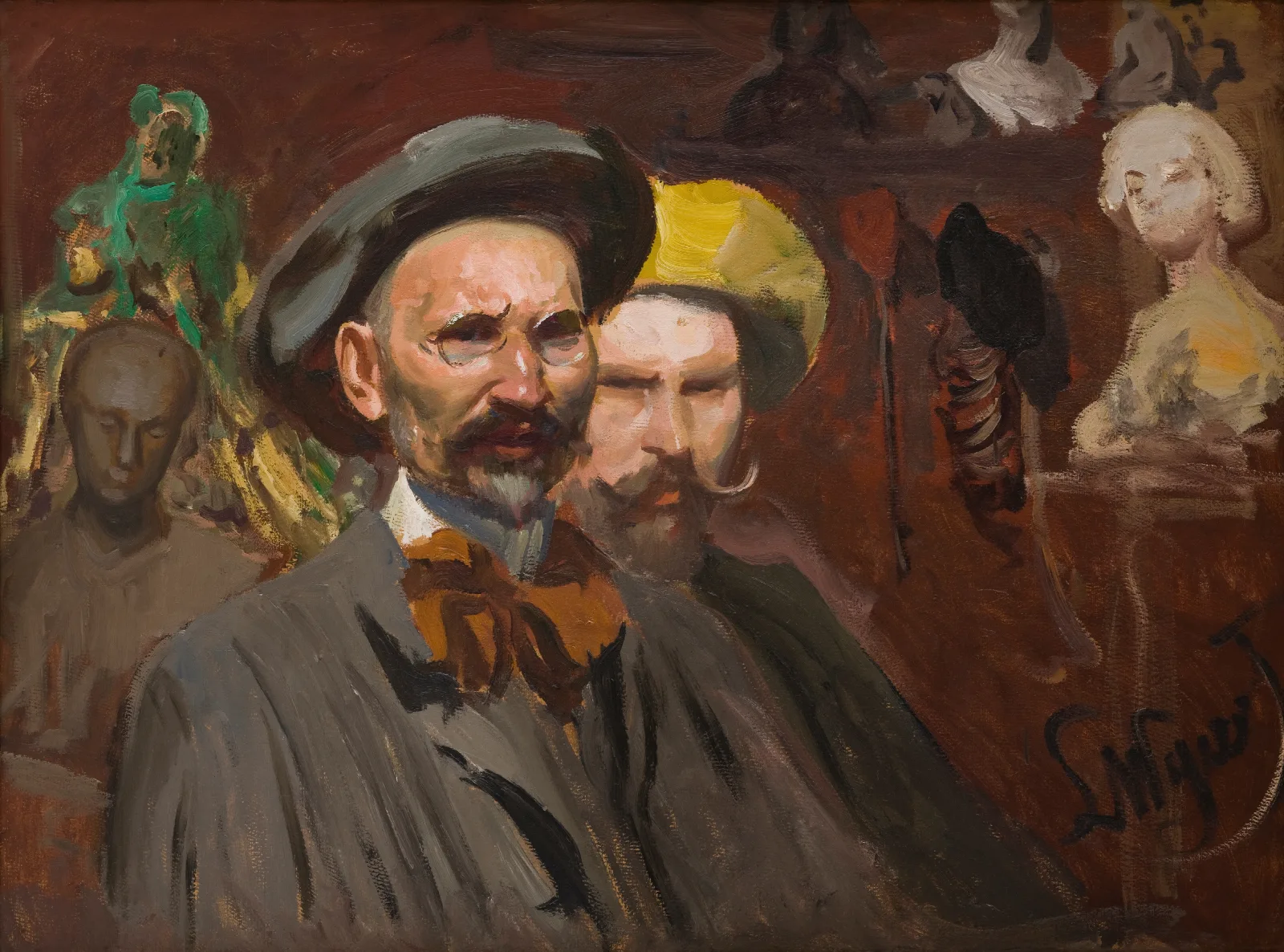 Self Portrait With Konstanty Laszczka Wall Art by Leon Wyczółkowski - Canvas Print