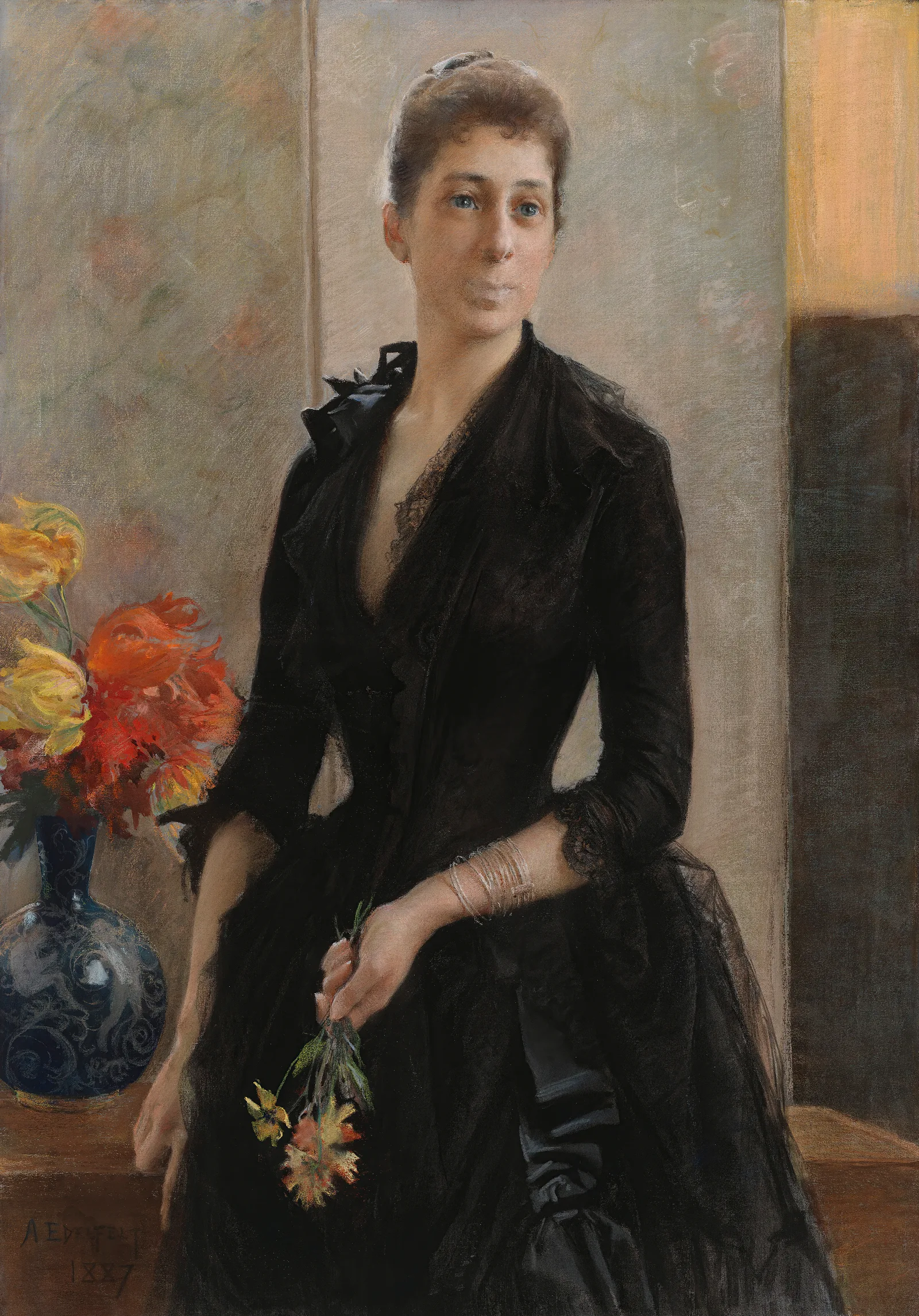Portrait Of Mme Weissgerber De Stragewicz Later Mme R Berenger Wall Art by Albert Edelfelt - Canvas Print