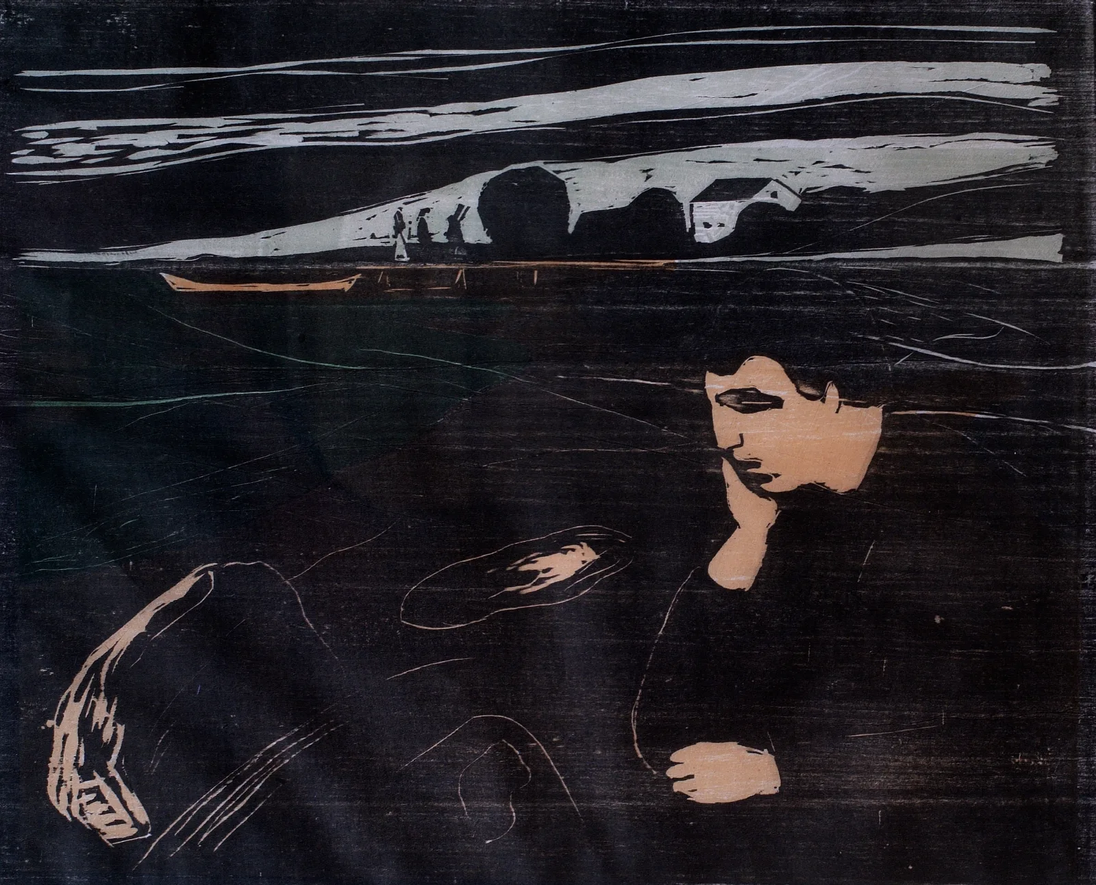 Evening Melancholy Iii Wall Art by Edvard Munch - Canvas Print