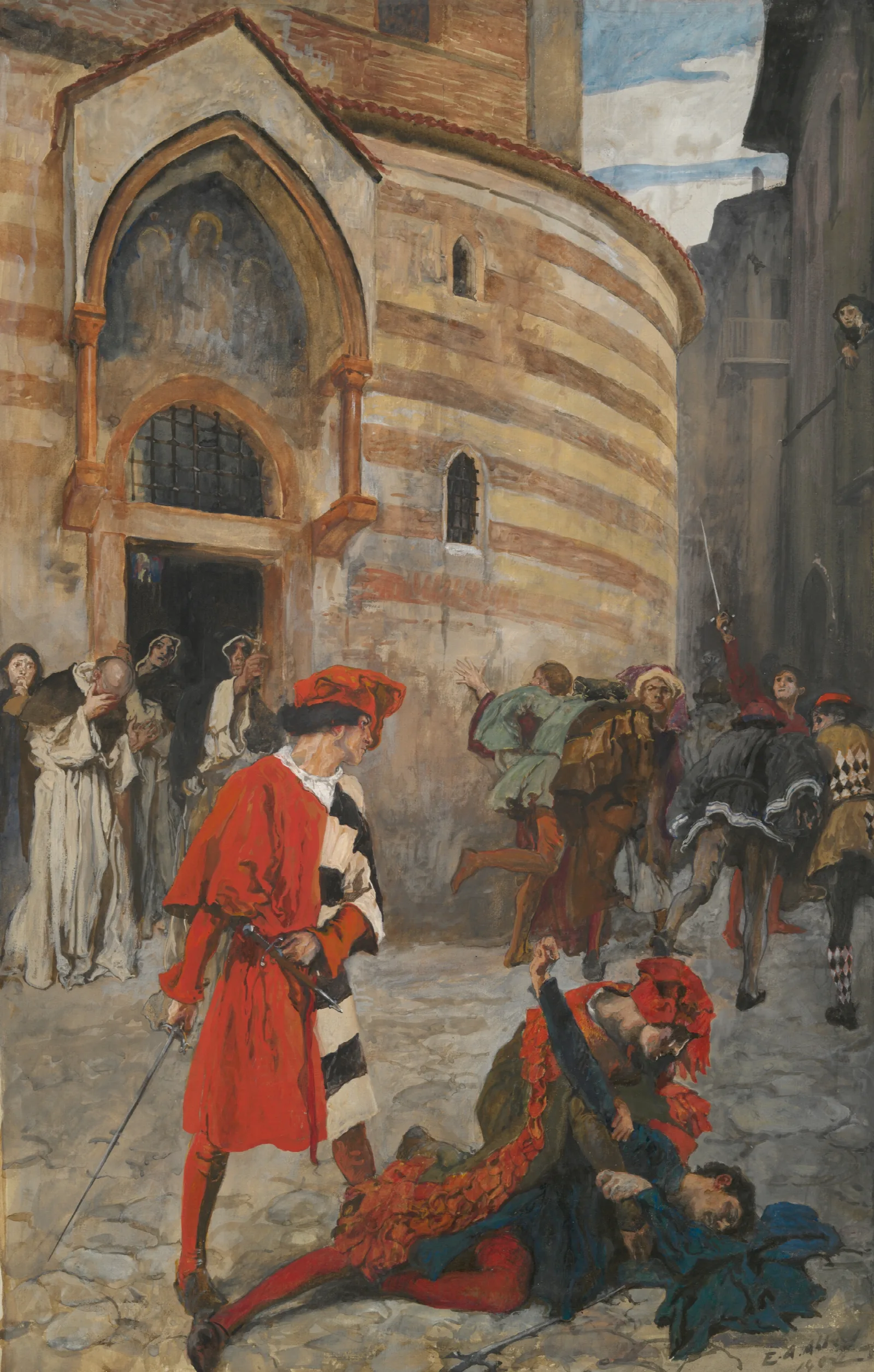 The Death Of Mercutio Act Iii Scene I Romeo And Juliet Wall Art by Edwin Austin Abbey - Canvas Print