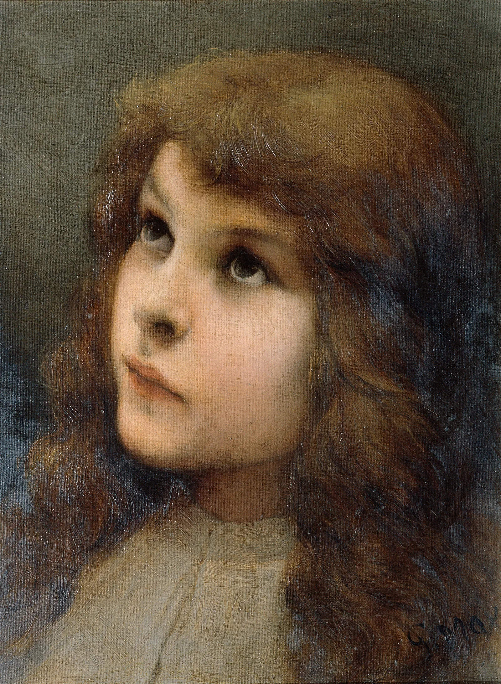 Studienkopf 2 Wall Art by Gabriel von Max - Canvas Print