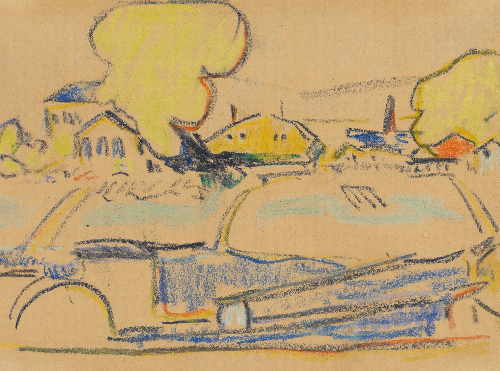 Landschaft Bei Dresden Wall Art by Ernst Ludwig Kirchner - Canvas Print