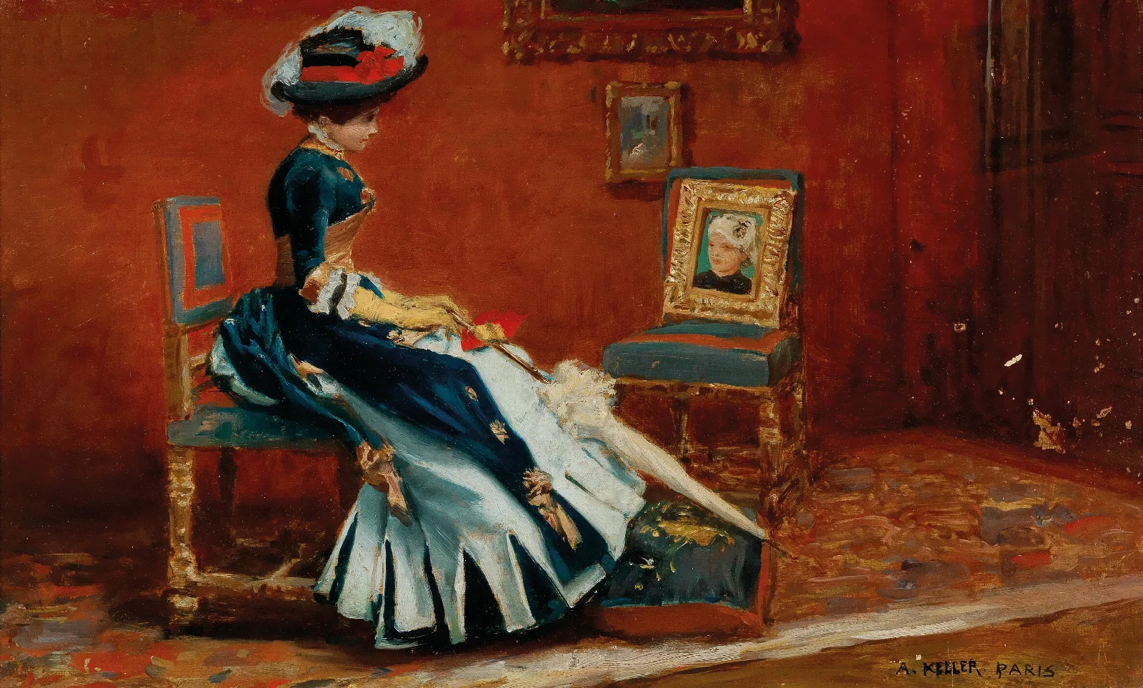 Paris A Young Lady In A Gallery Wall Art by Albert von Keller - Canvas Print