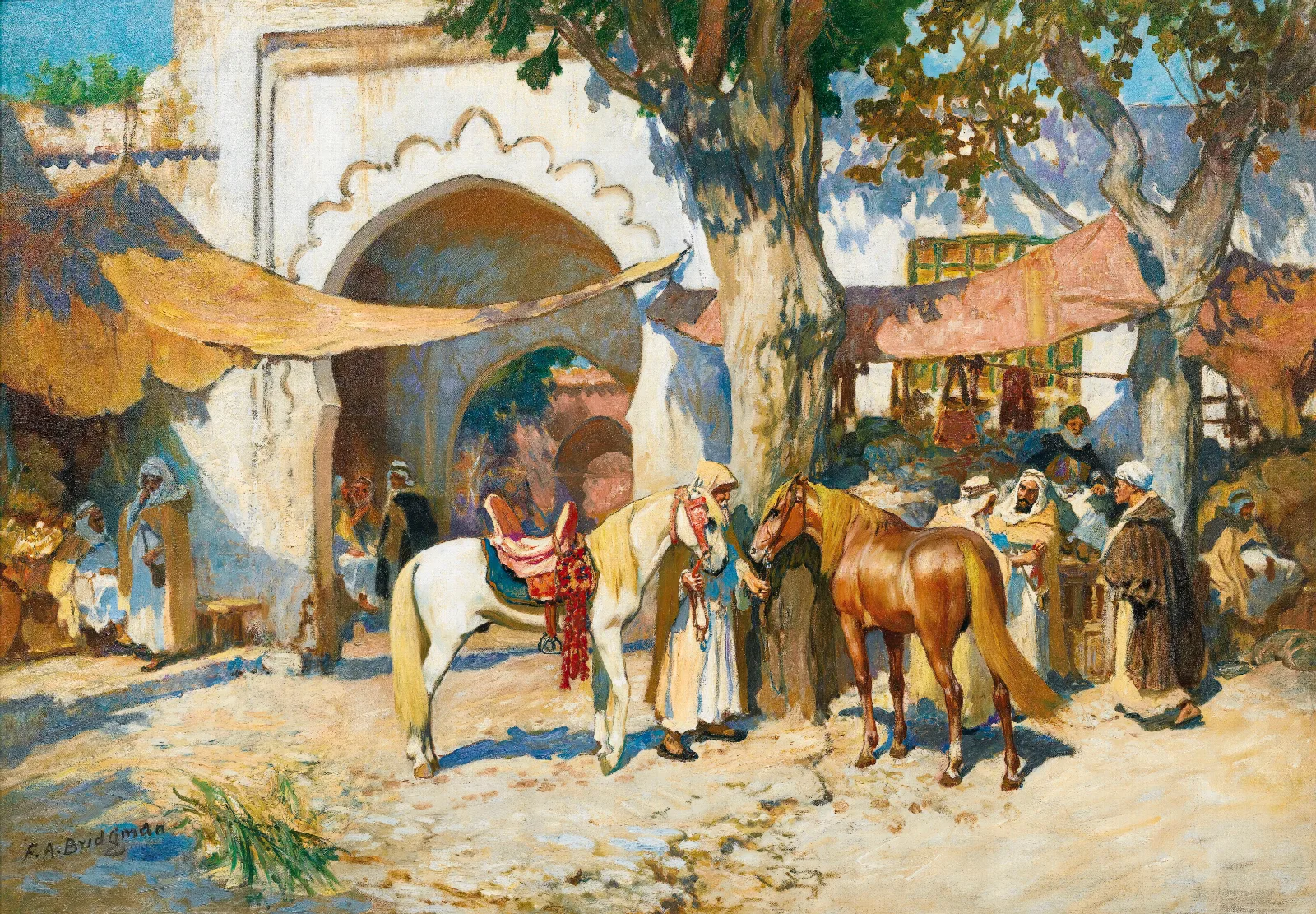Dans Le Souk Alger Wall Art by Frederick Arthur Bridgman - Canvas Print