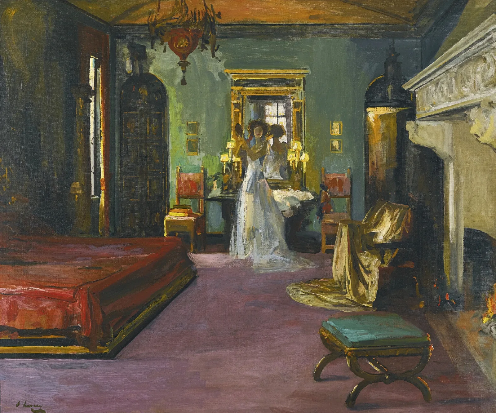 Mrs Rosens Bedroom Wall Art by Sir John Lavery - Canvas Print