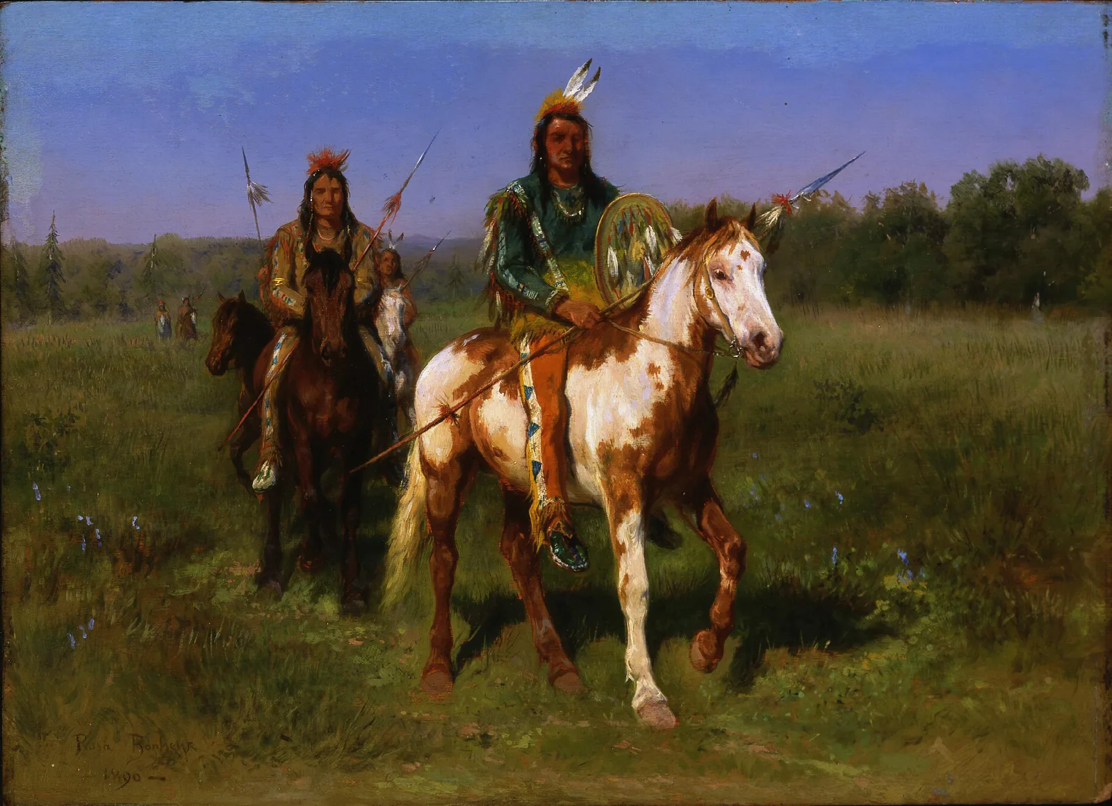 Mounted Indians Carrying Spears Wall Art by Rosa Bonheur - Canvas Print