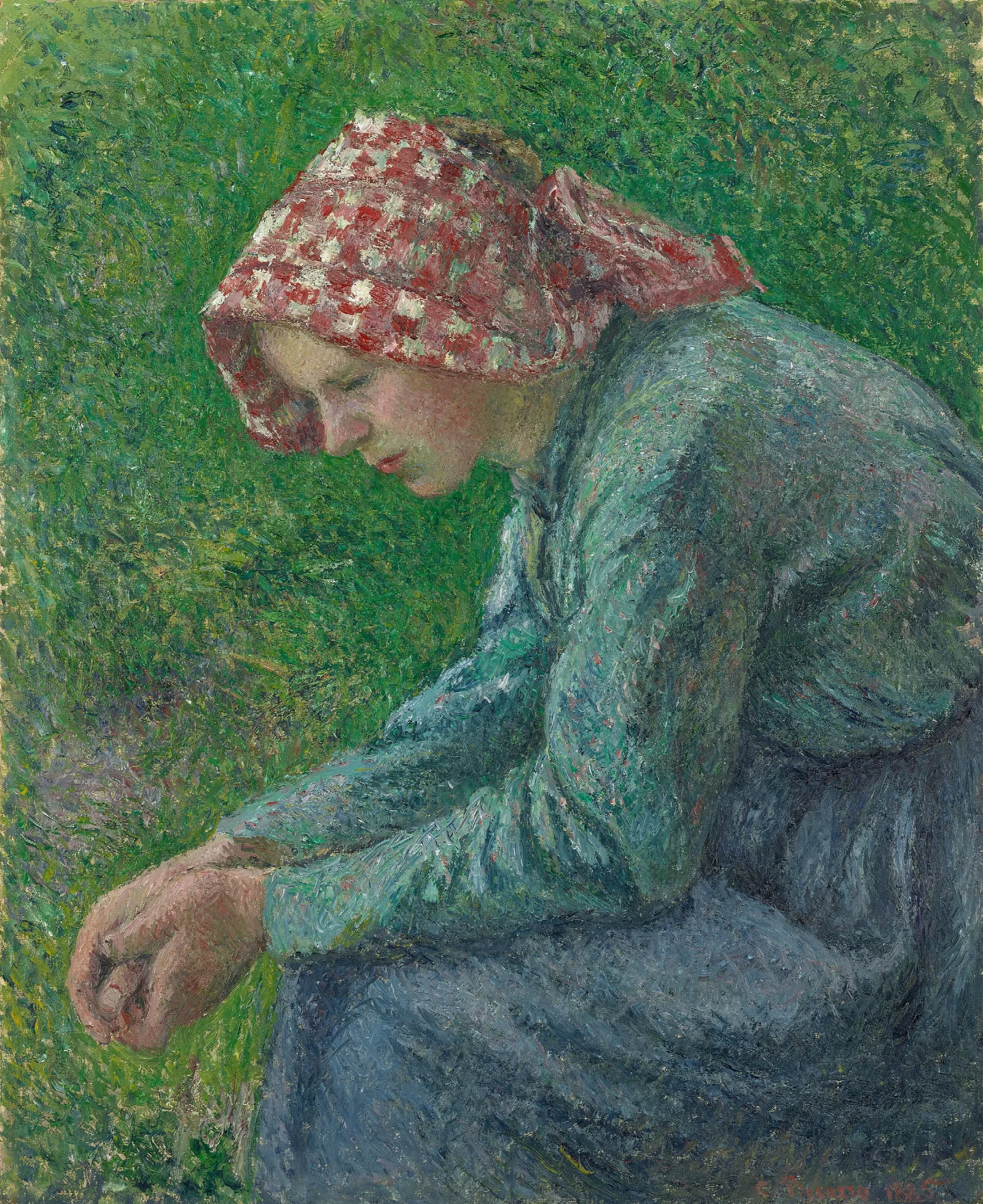 A Seated Peasant Woman Wall Art by Camille Pissarro - Canvas Print
