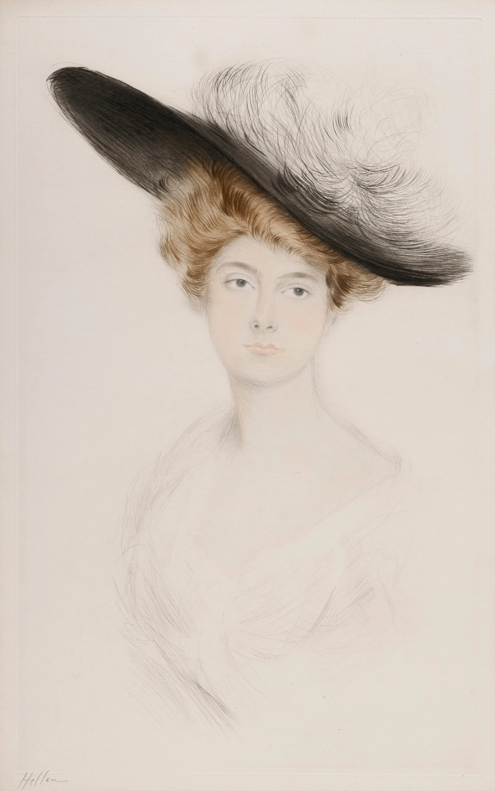 Portrait De Femme Au Chapeau 2 Wall Art by Paul César Helleu - Canvas Print