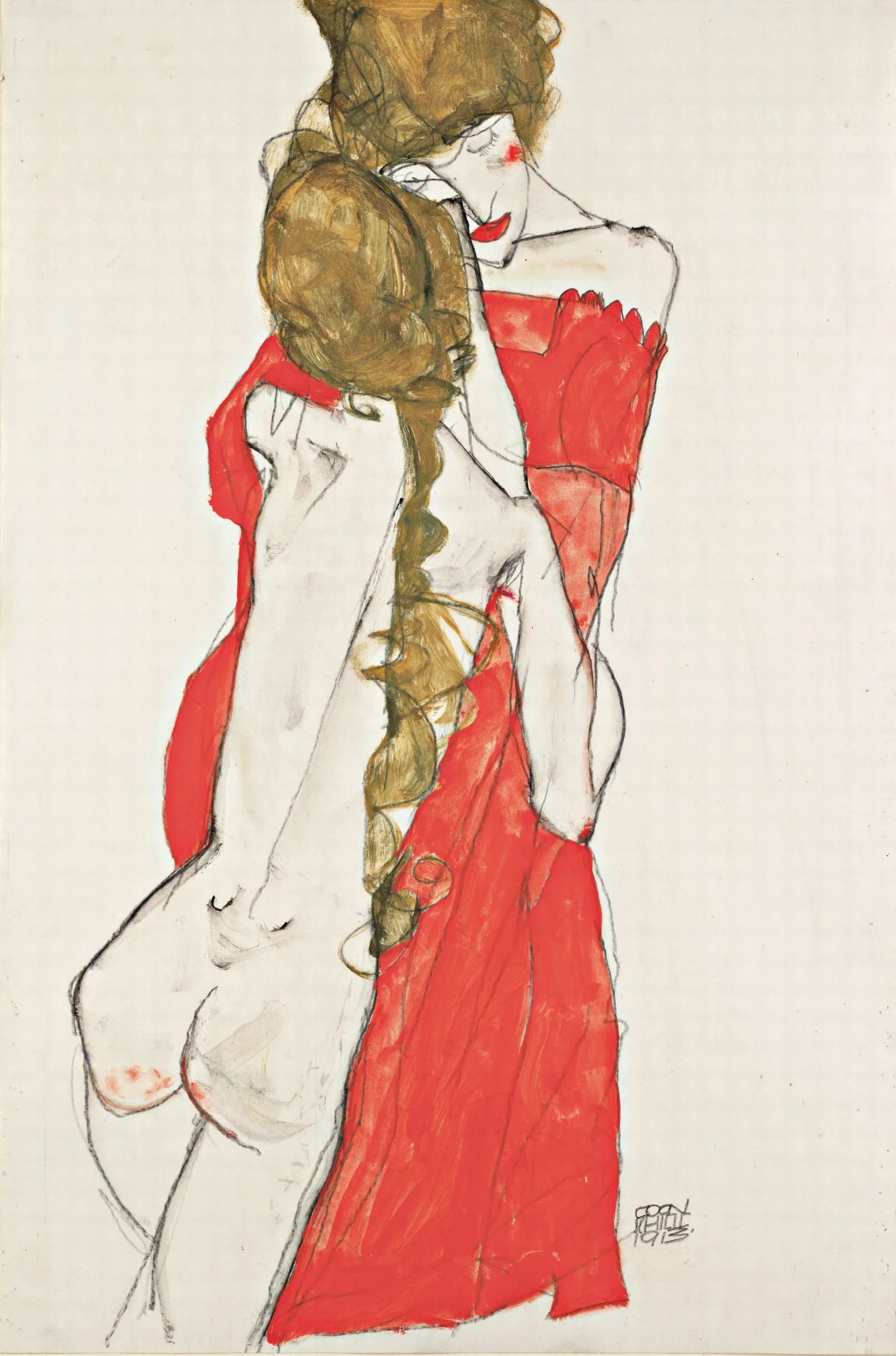 Mother And Daughter 3 Wall Art by Egon Schiele - Canvas Print