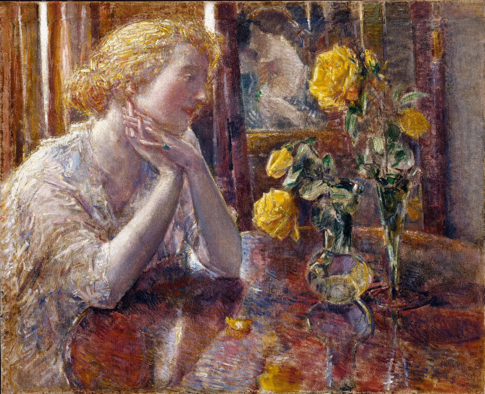 Marechal Niel Roses Wall Art by Childe Hassam - Canvas Print