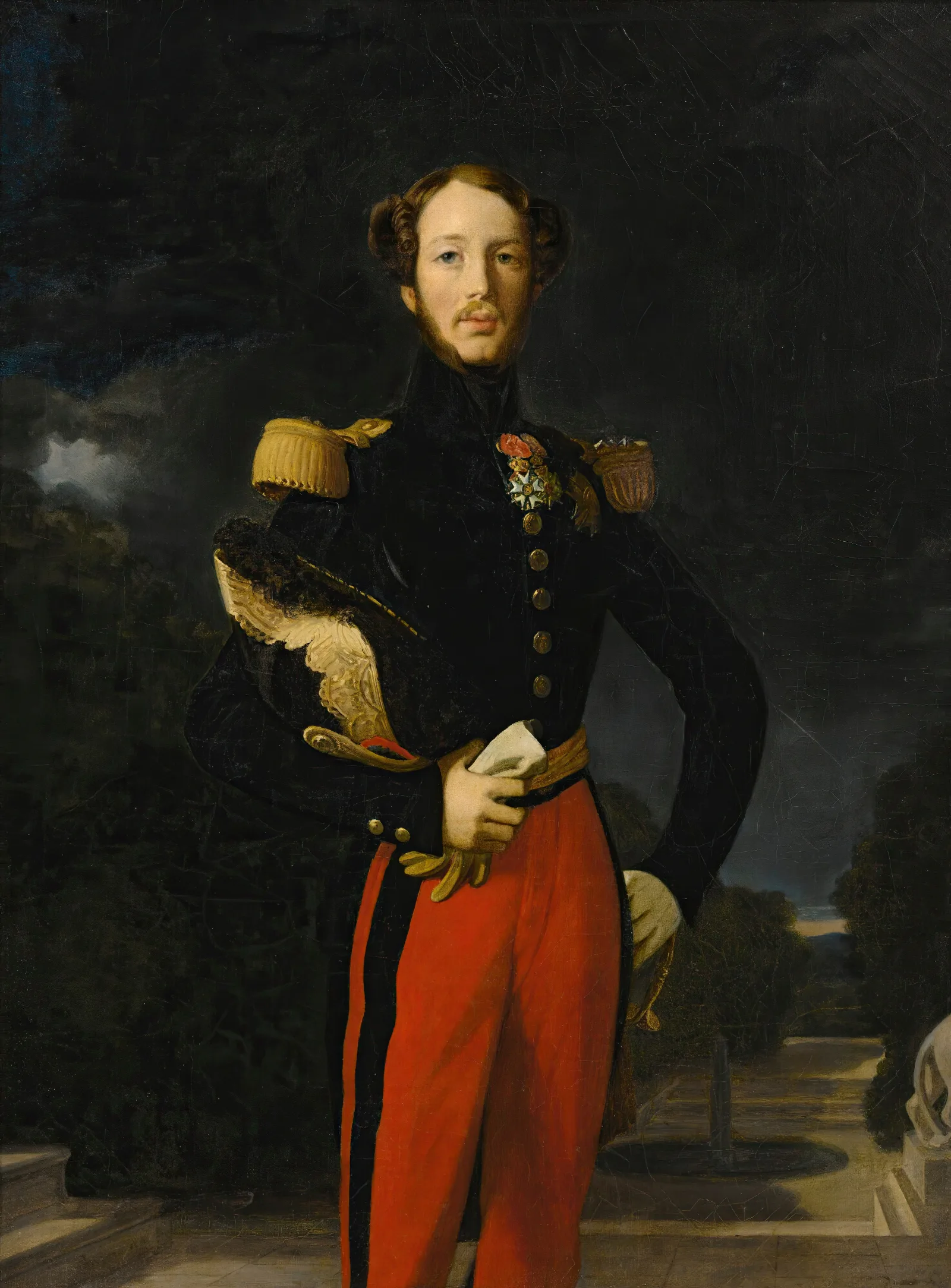 Portrait Of Prince Ferdinand Philippe Duc Dorleans Before The Chateau De Saint Clouds Garden Wall Art by Jean Auguste Dominique Ingres - Canvas Print