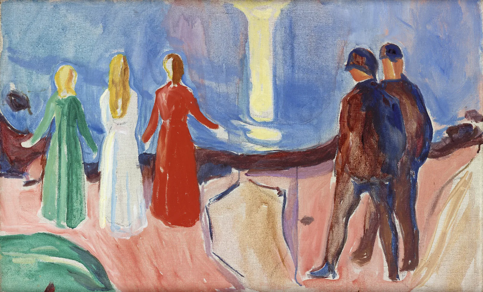 Meeting On The Beach Wall Art by Edvard Munch - Canvas Print