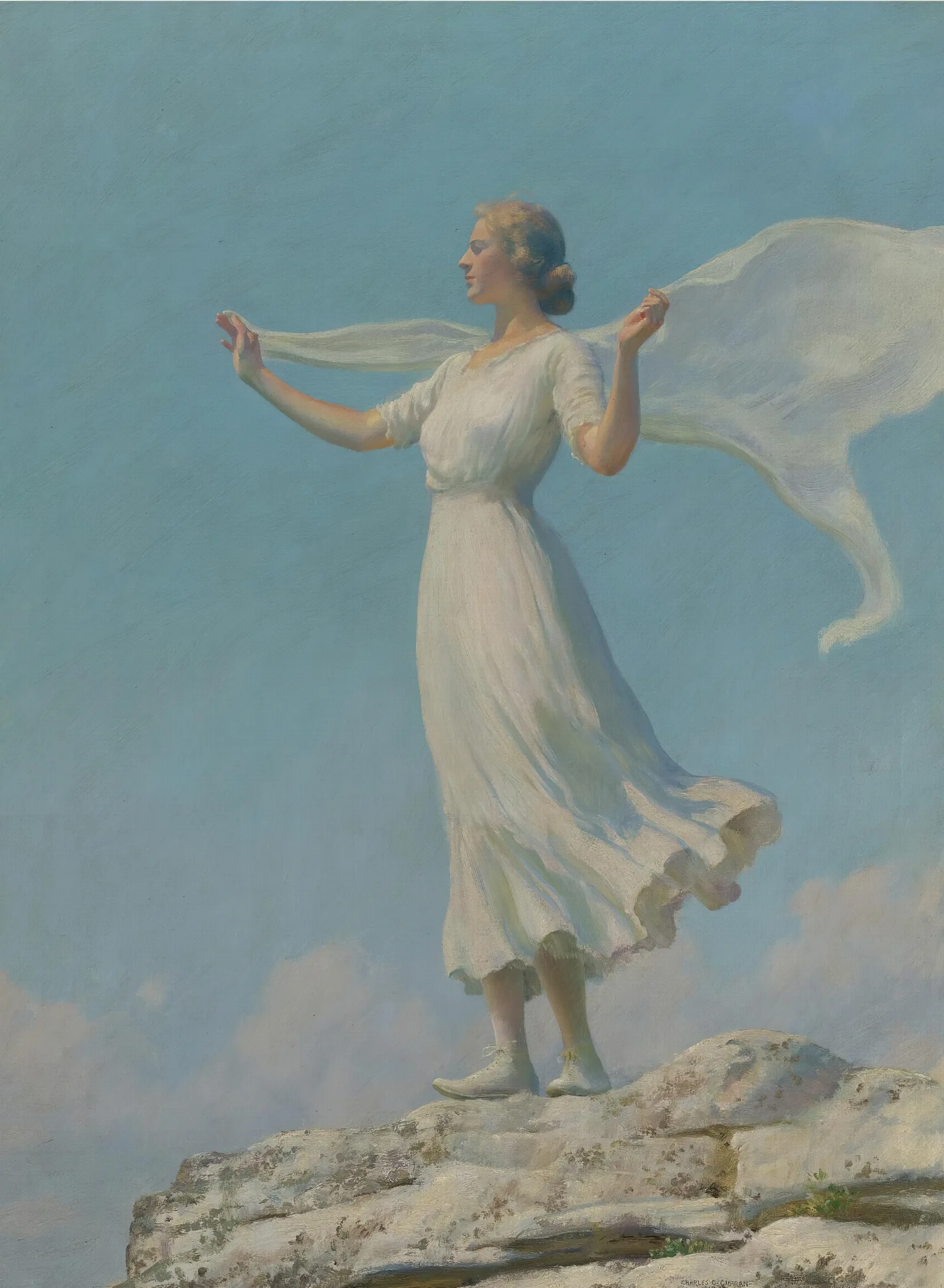 The South Wind The Breezy Day Wall Art by Charles Courtney Curran - Canvas Print