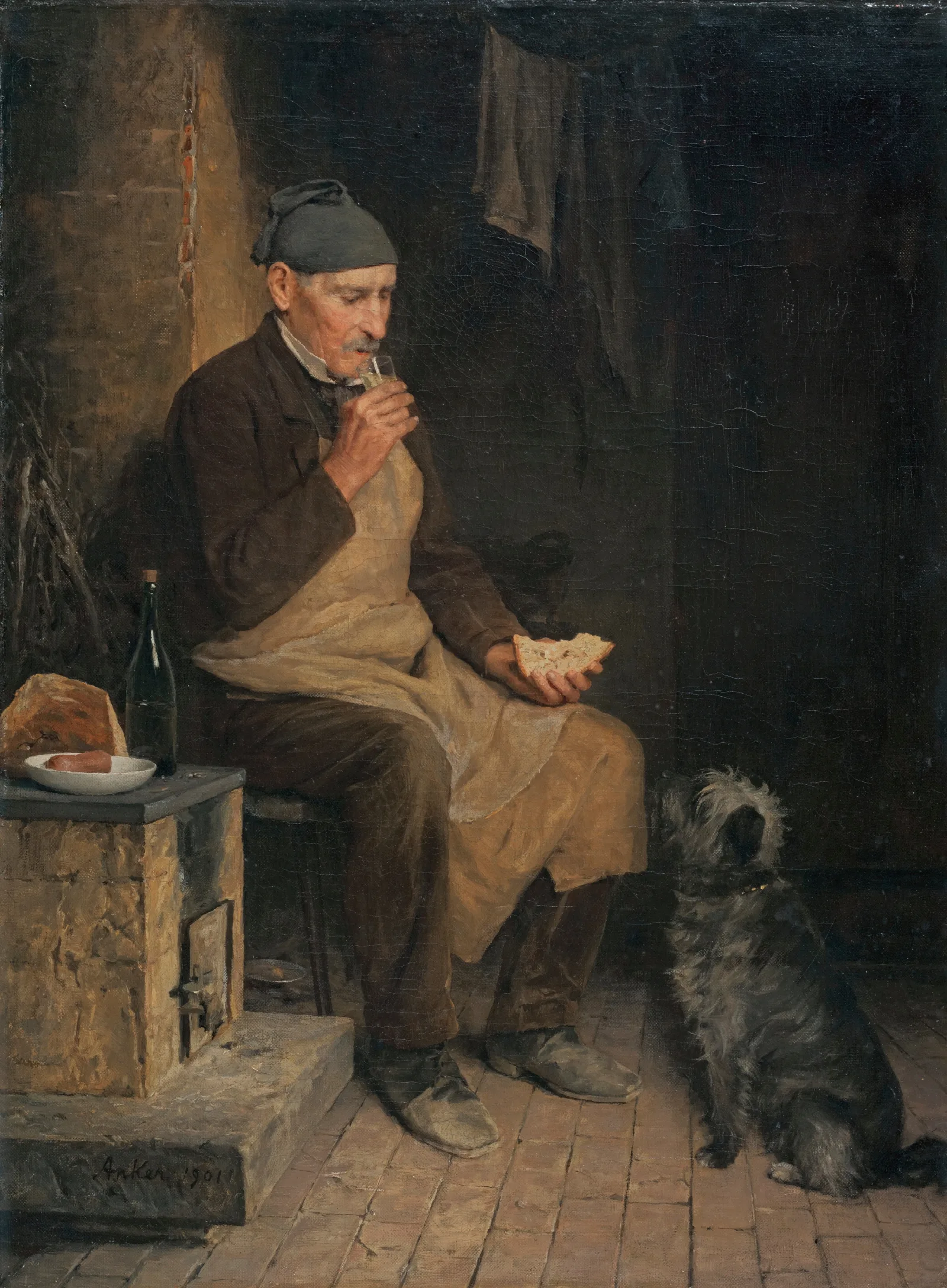 Old Man Taking A Rest Wall Art by Albert Anker - Canvas Print